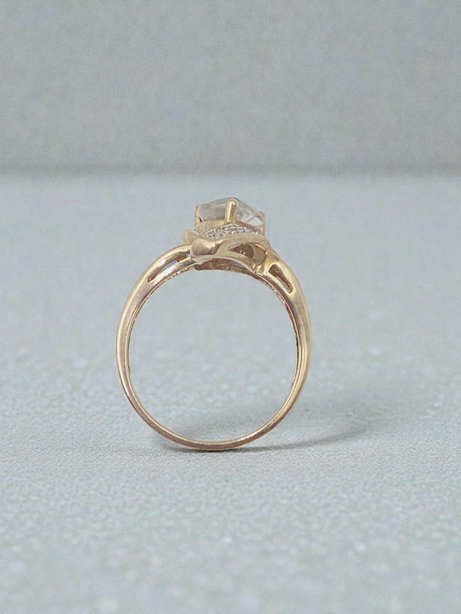 Solid 10K Yellow Gold Ring with Pear Cut Mystic Topaz and Diamond Accents Size 9