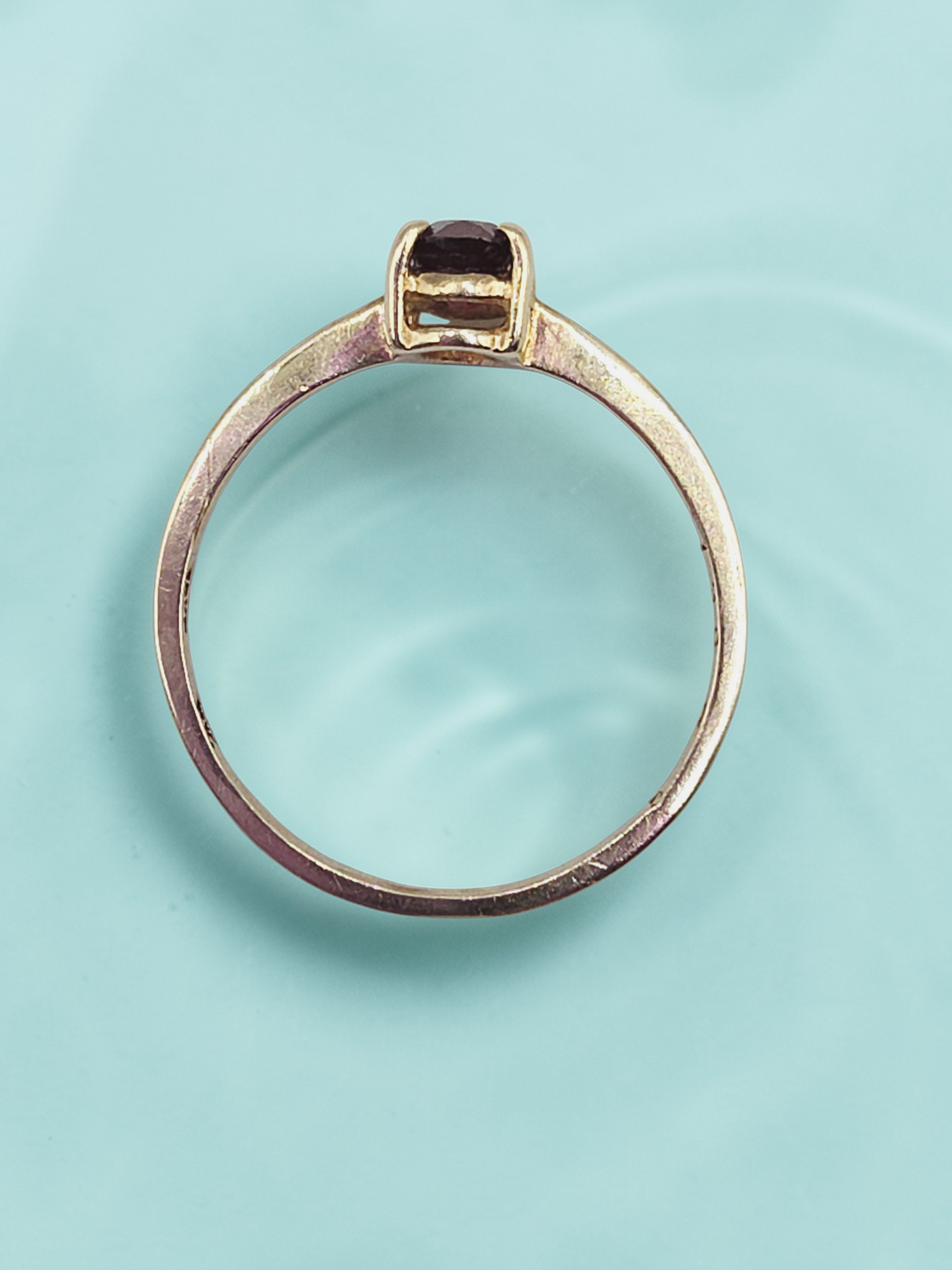 Solid 10K Yellow Gold Ring with Oval-Cut Ruby - Size 6