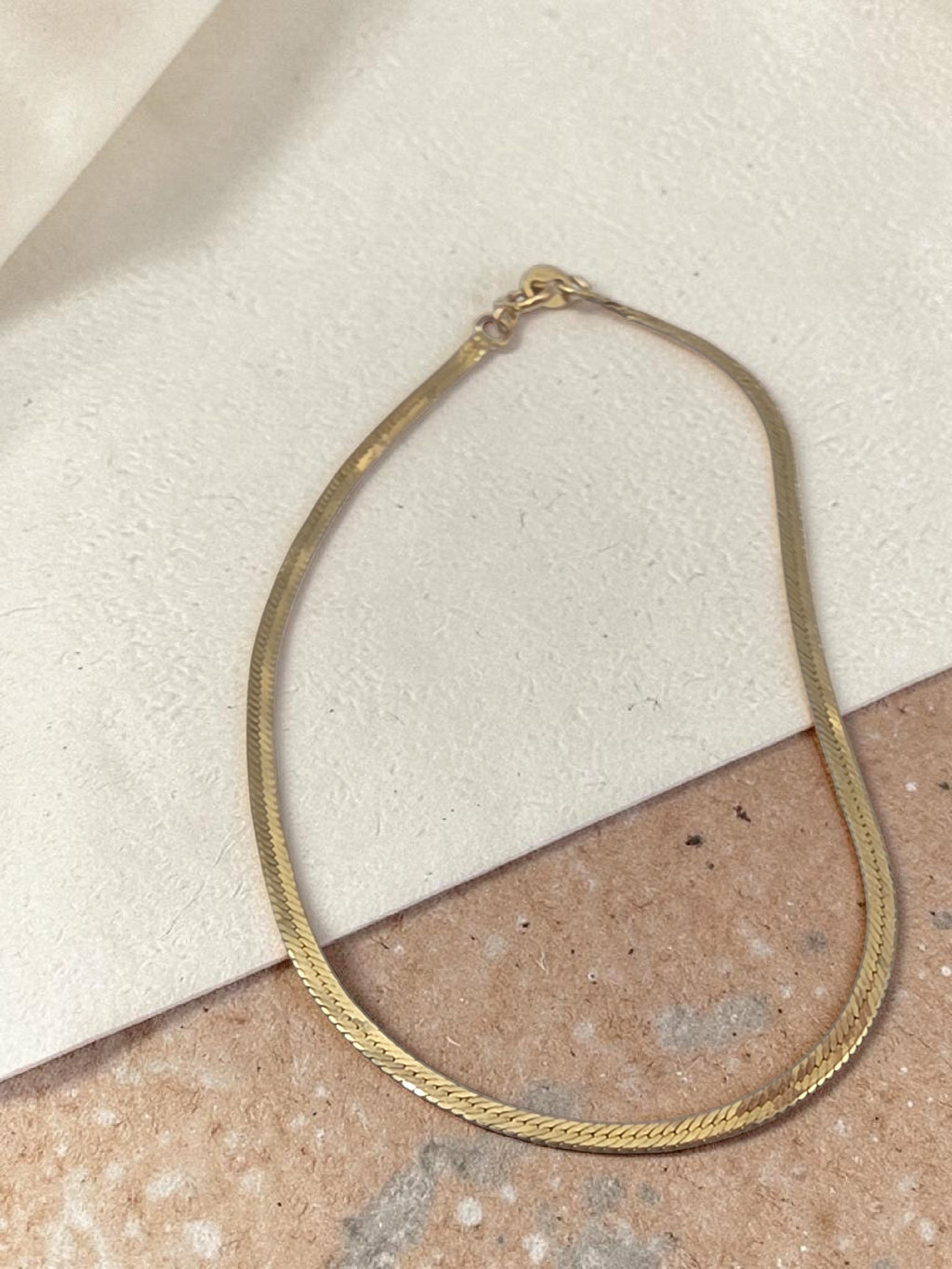 Solid 14K Yellow Gold Herringbone Chain Bracelet ITALY 7.25 Inch 2mm