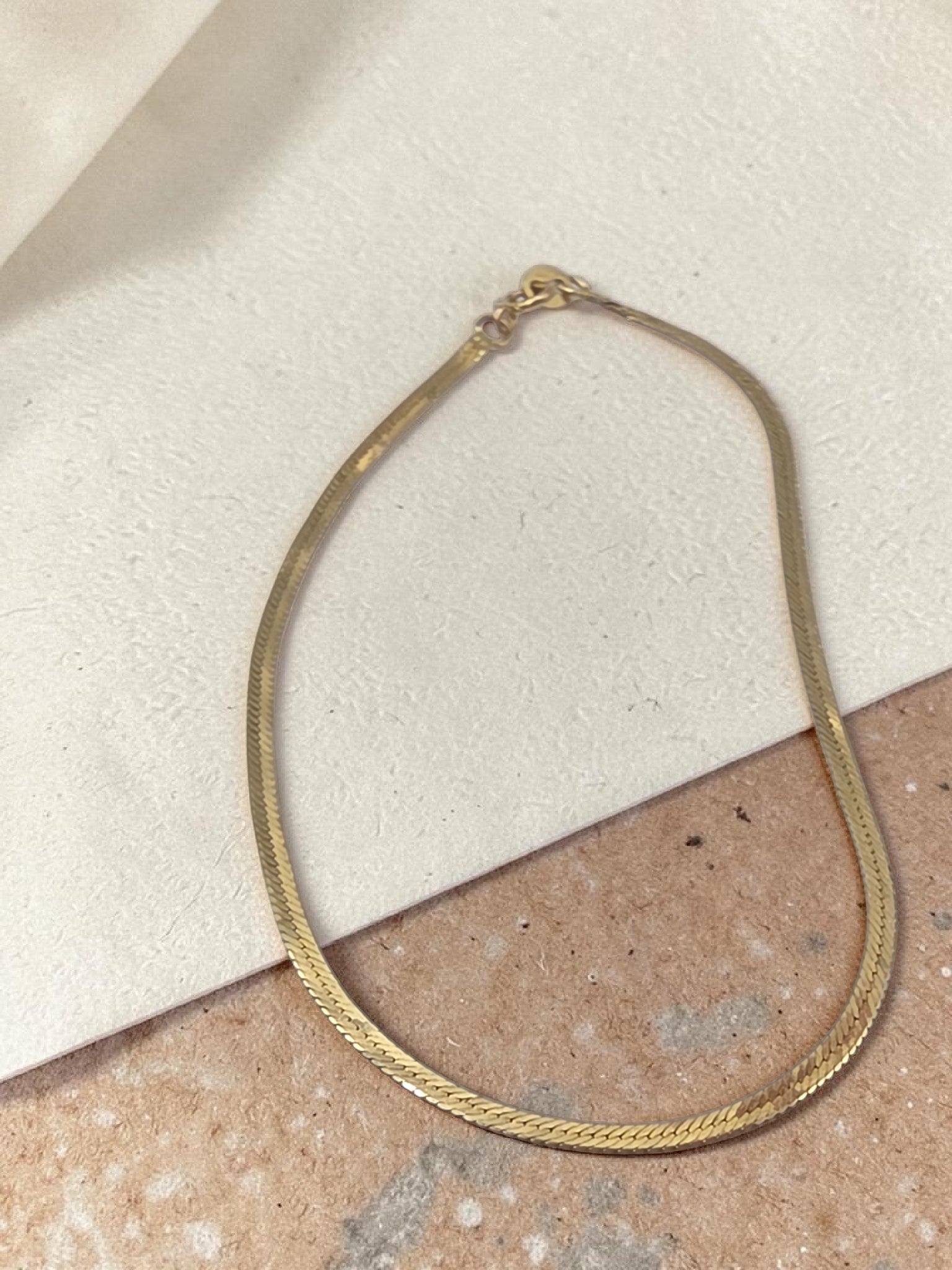 Solid 14K Yellow Gold Herringbone Chain Bracelet ITALY 7.25 Inch 2mm