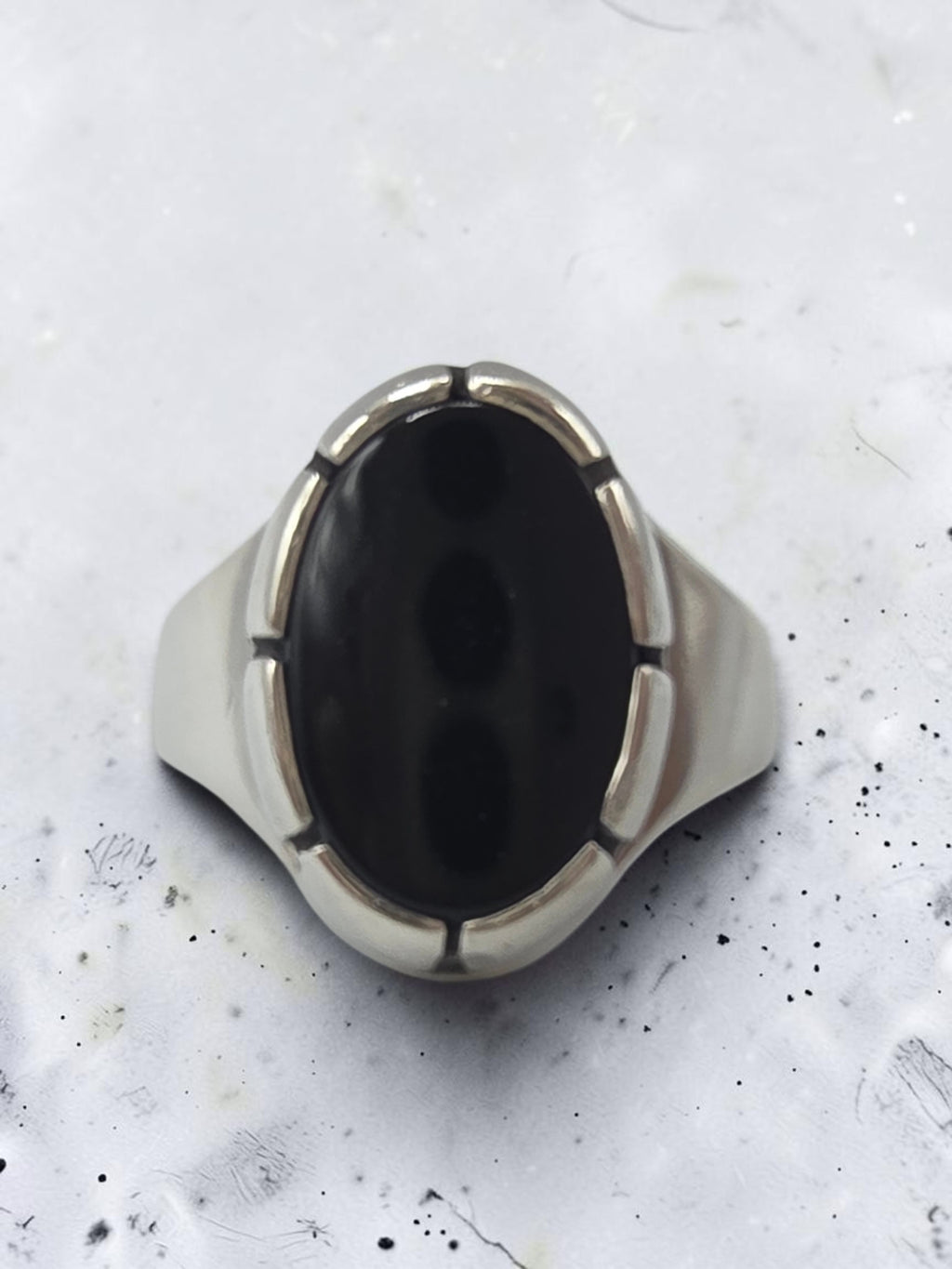 RETIRED James Avery Oval Black Onyx Sterling Silver Ring - Size 7