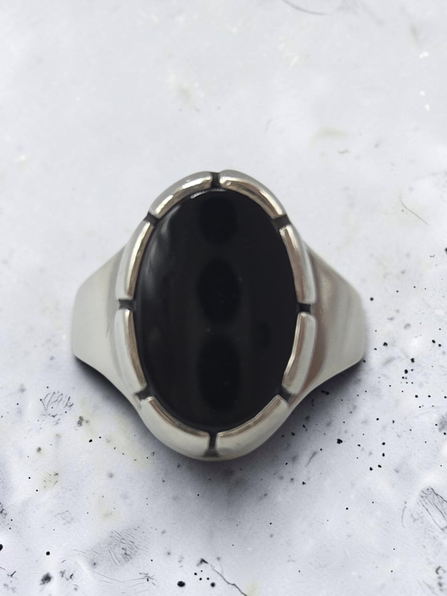 RETIRED James Avery Oval Black Onyx Sterling Silver Ring - Size 7