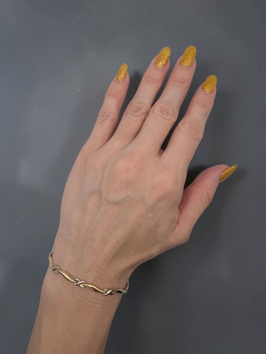 Solid 10K Two Tone Gold Criss Cross X Link Wave Station Bracelet 7.25 Inch