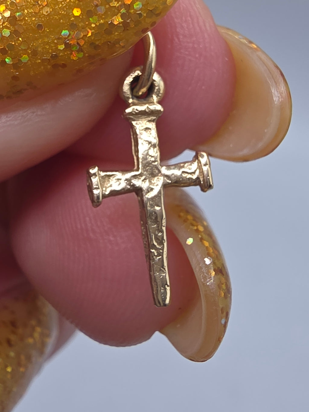 Retired James Avery Solid 14K Gold Small Nail Cross Charm 1/2 Inch Rare Uncut