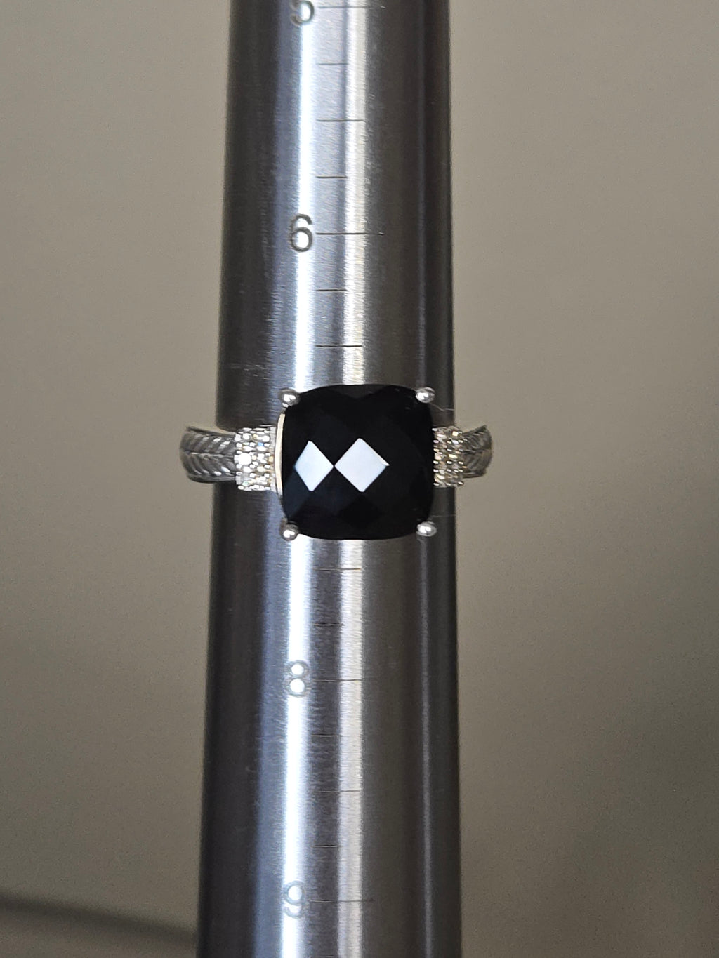 EFFY 925 Sterling Silver Ring with Black Onyx & Diamonds – Size 7