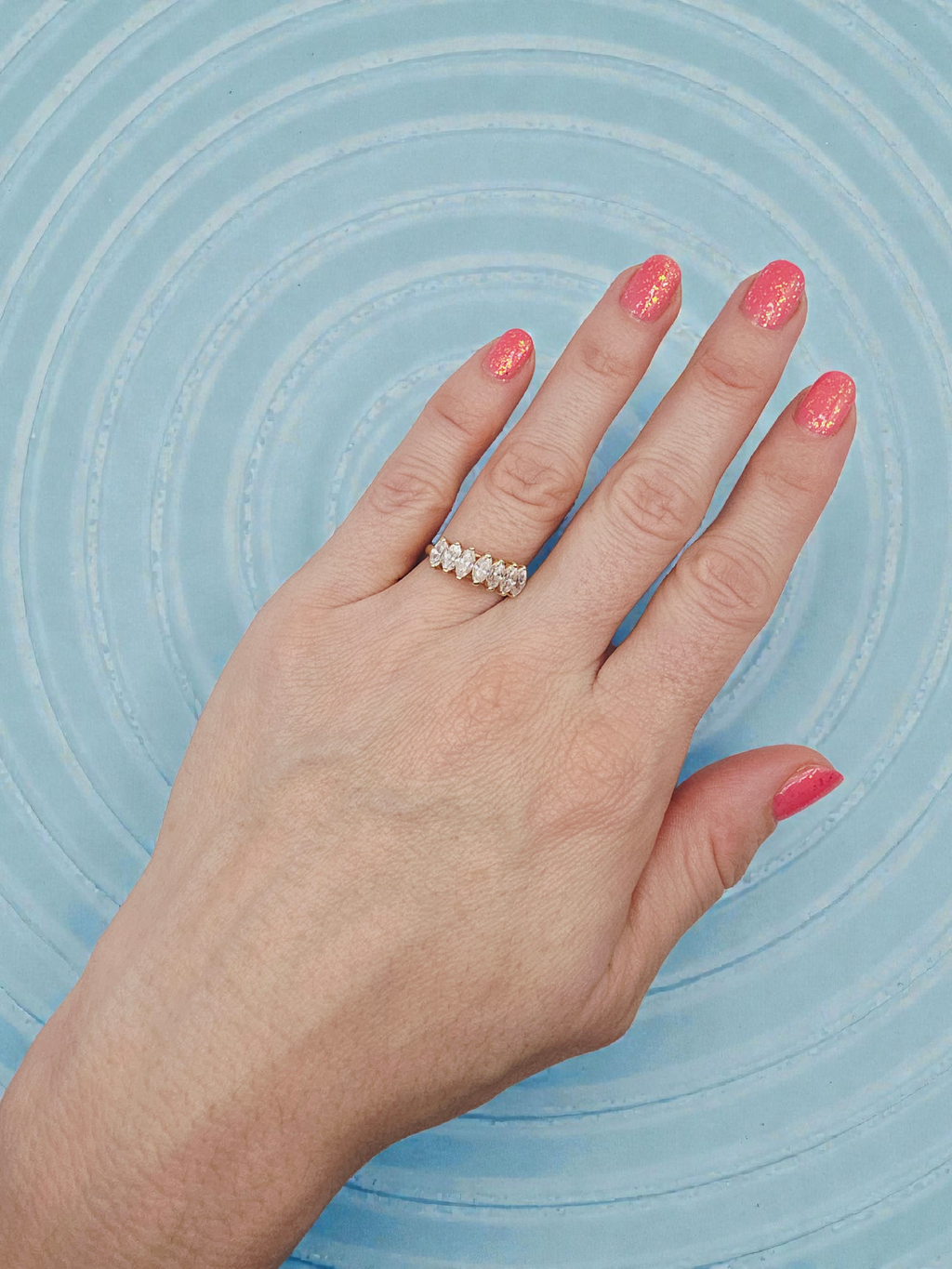 Fessenden & Co. Solid 10K Yellow Gold Marquise-Cut CZ Ring – Size 6.75