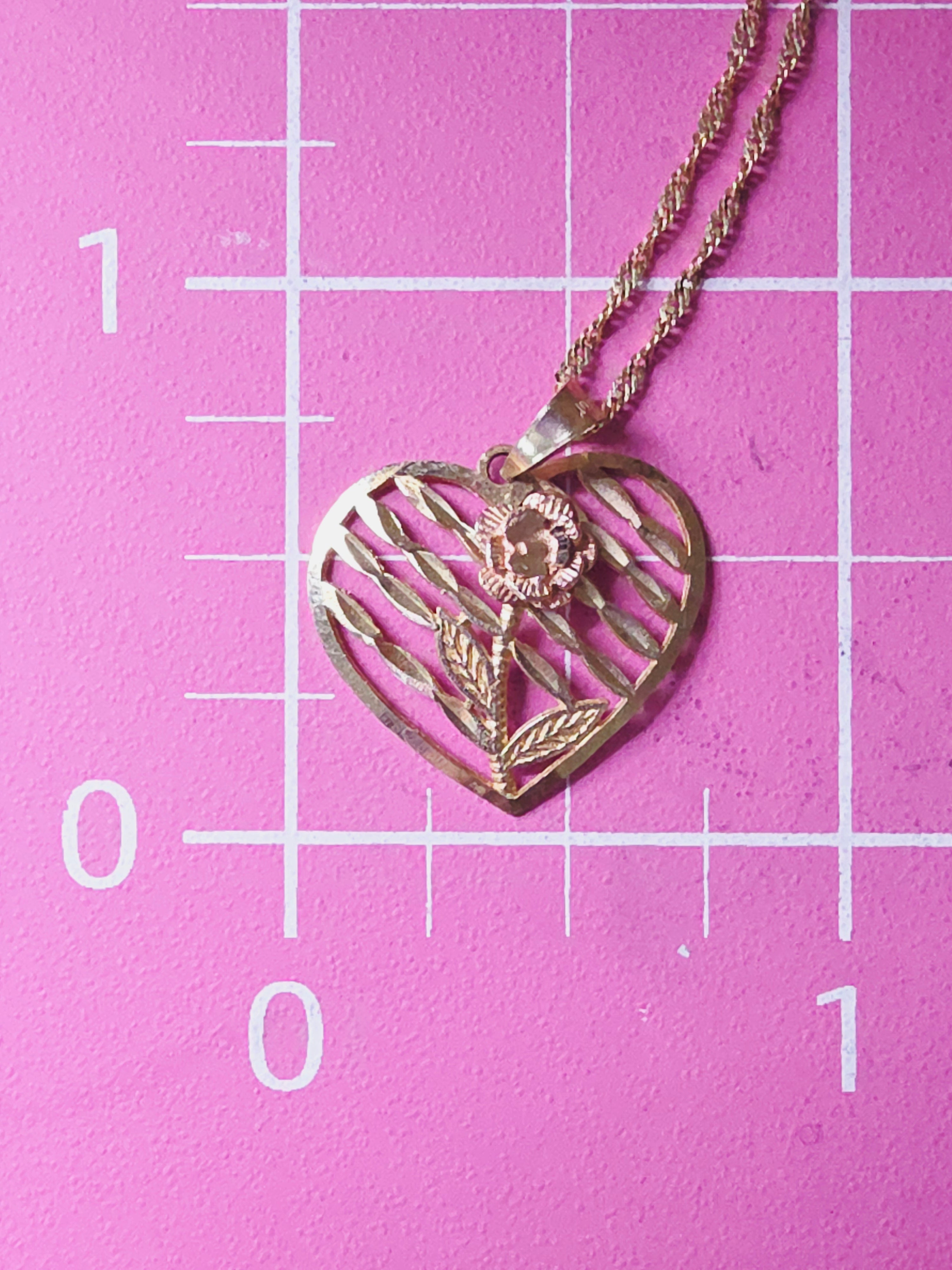 Solid 10K Two-Tone Gold Rose in Heart Pendant Necklace - 18 Inch - Italy