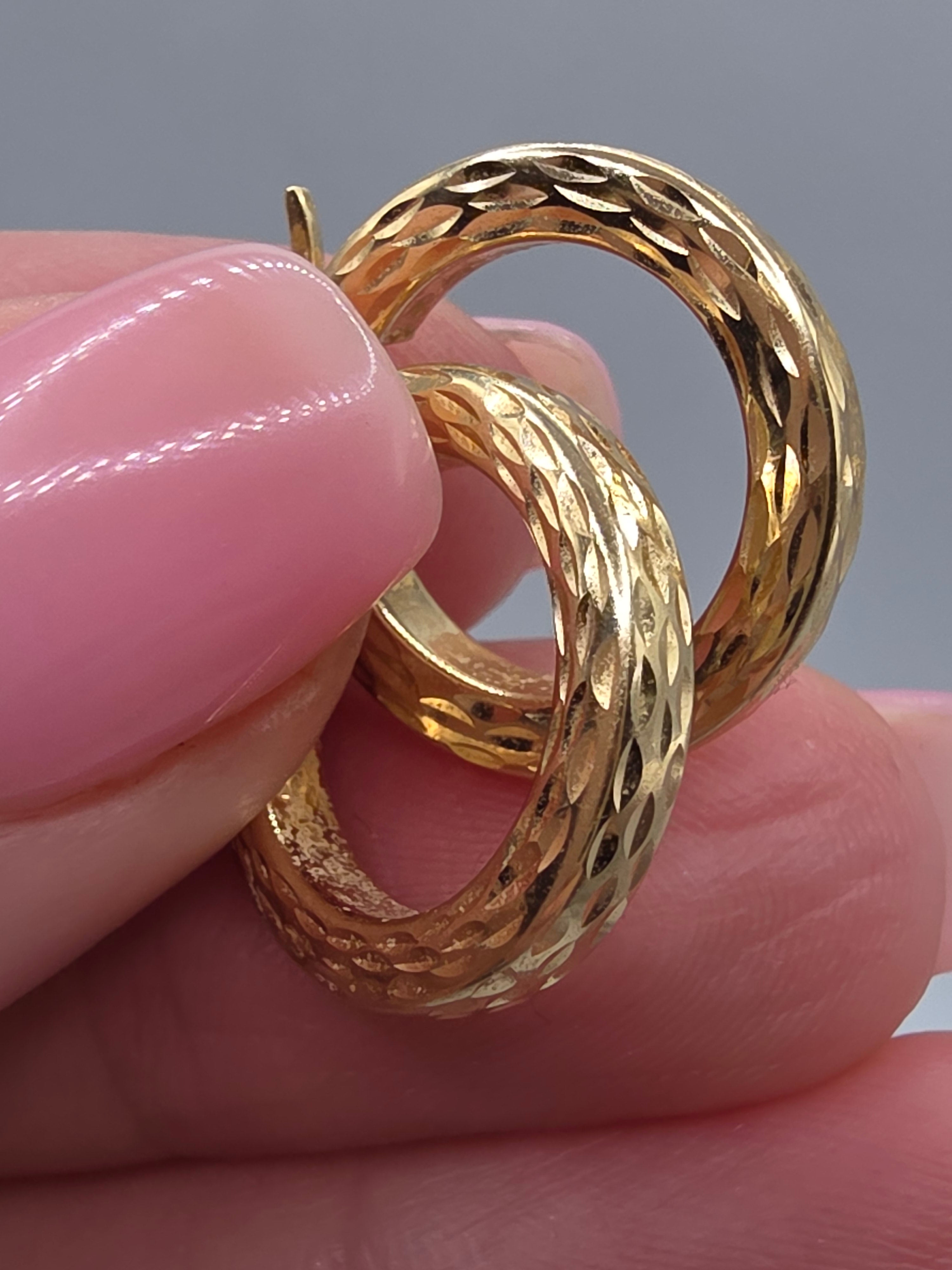 Michael Anthony Solid 14K Yellow Gold Diamond Cut Hoop Earrings Israel