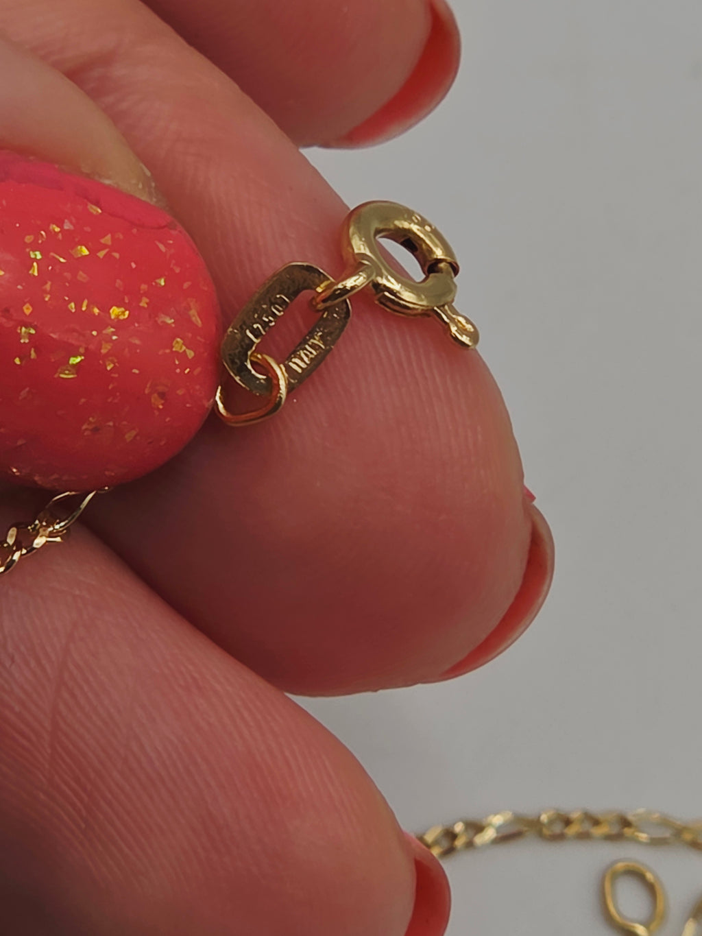 Solid 18K Yellow Gold Figaro Link Bracelet 7.25 Inches