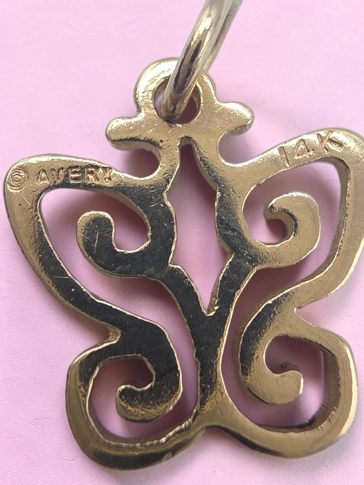 RETIRED James Avery Spring Butterfly Solid 14K Yellow Gold Charm Pendant