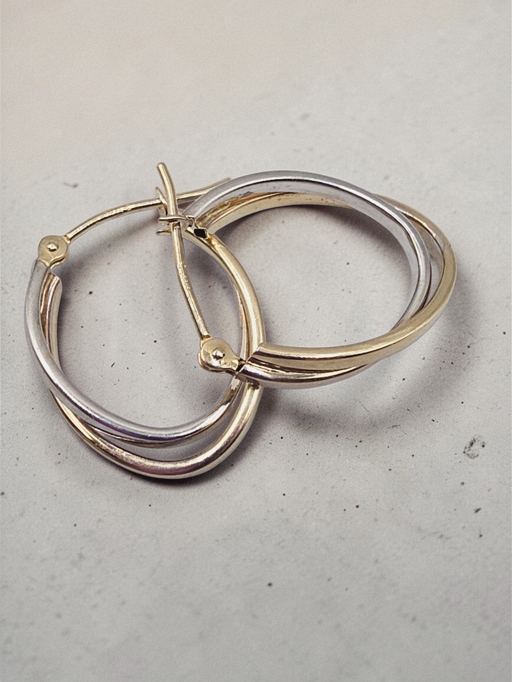 Solid 14K Two-Tone Double Hoop Earrings