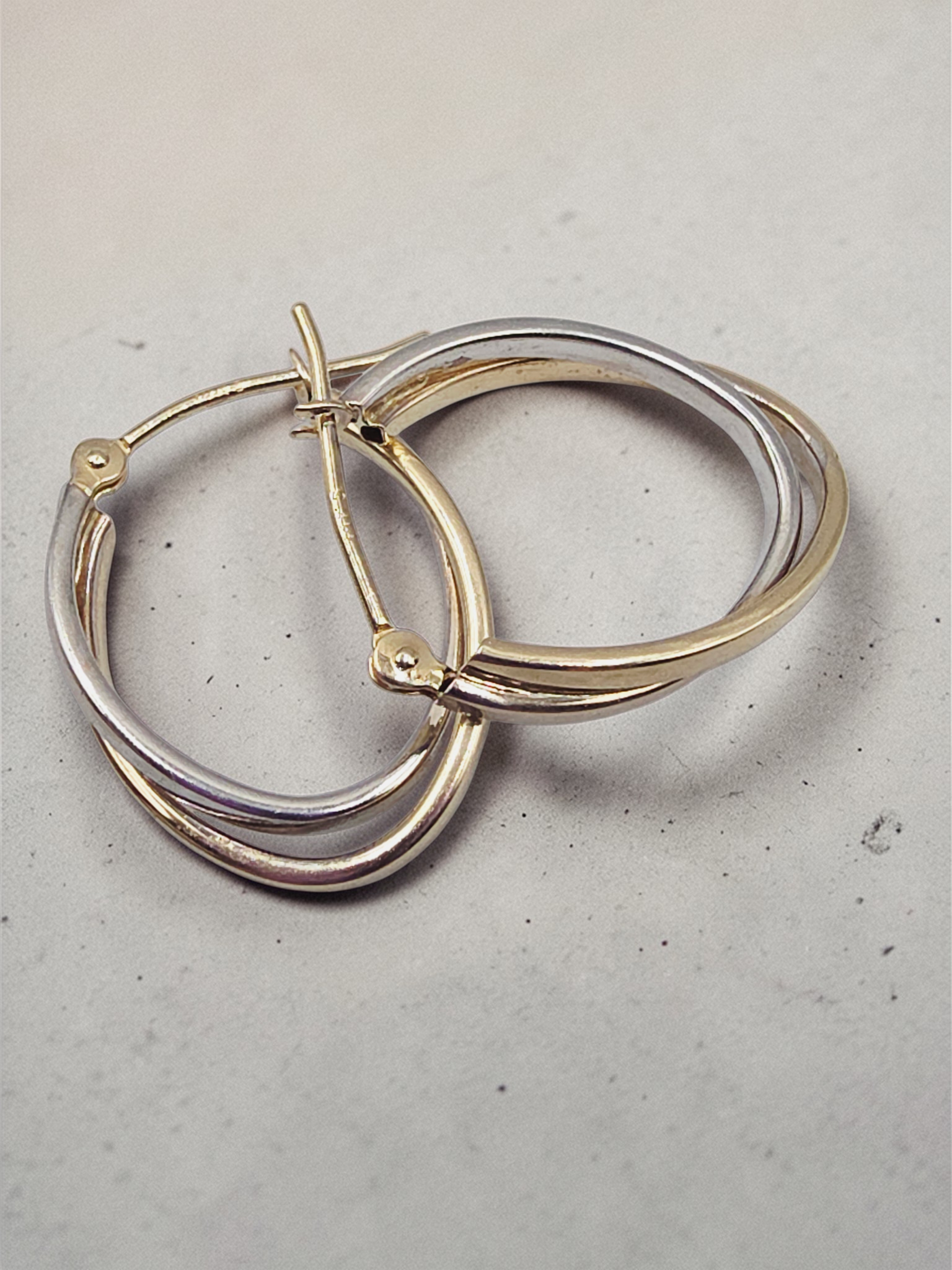 Solid 14K Two-Tone Double Hoop Earrings