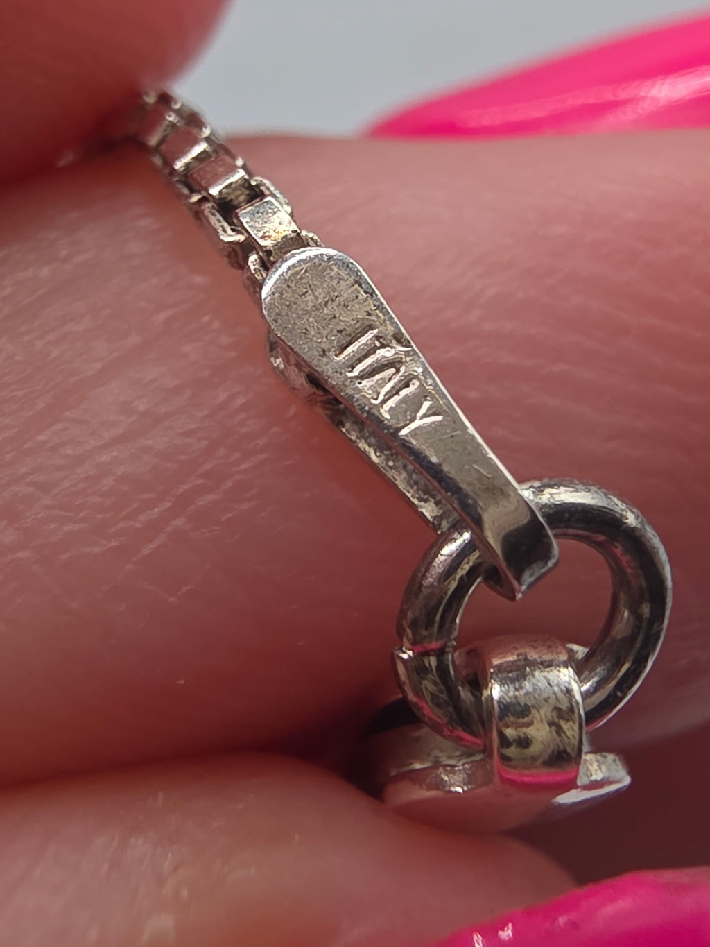 Sterling Silver Necklace with Heart and Tassels - 16 Inch - ITALY