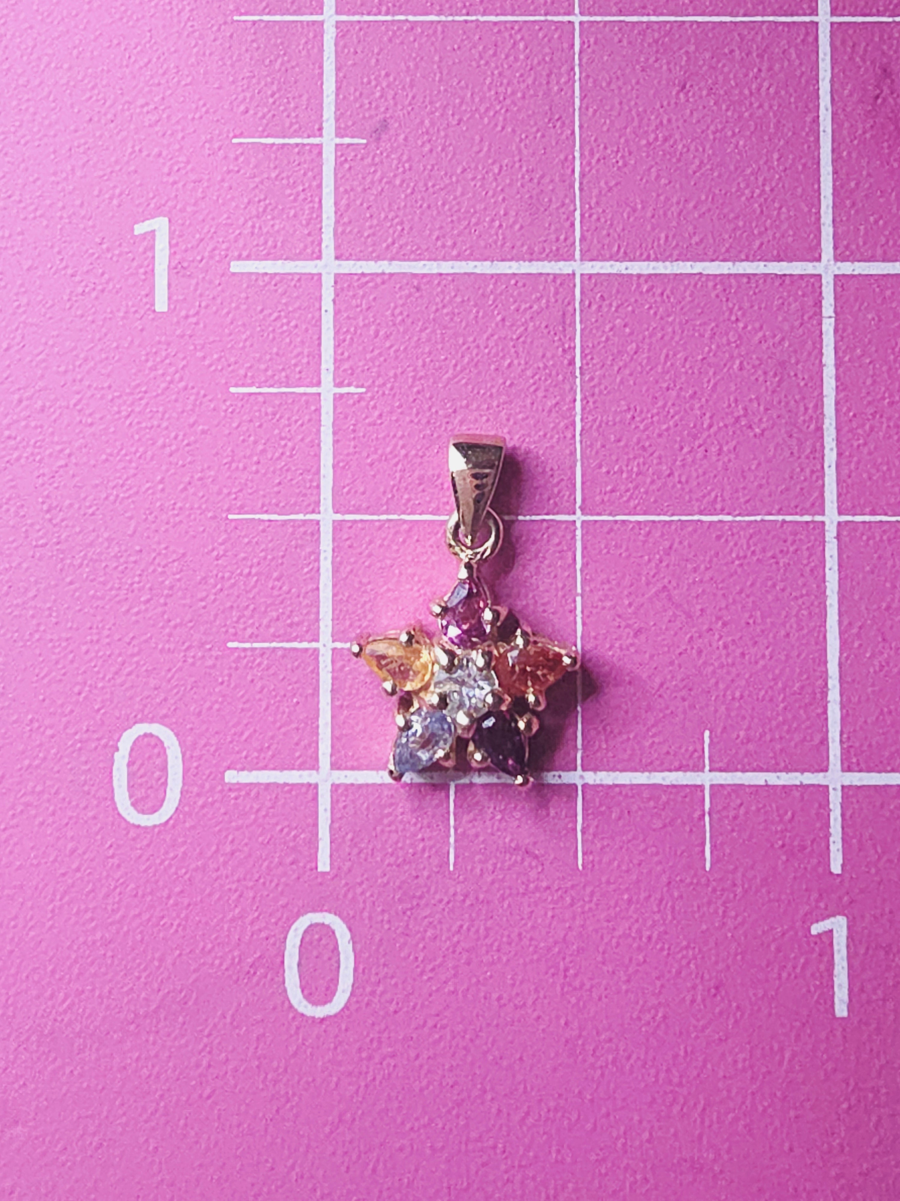 Solid 10K Yellow Gold White Topaz Aquamarine Amethyst Citrine Rhodolite Star Pendant