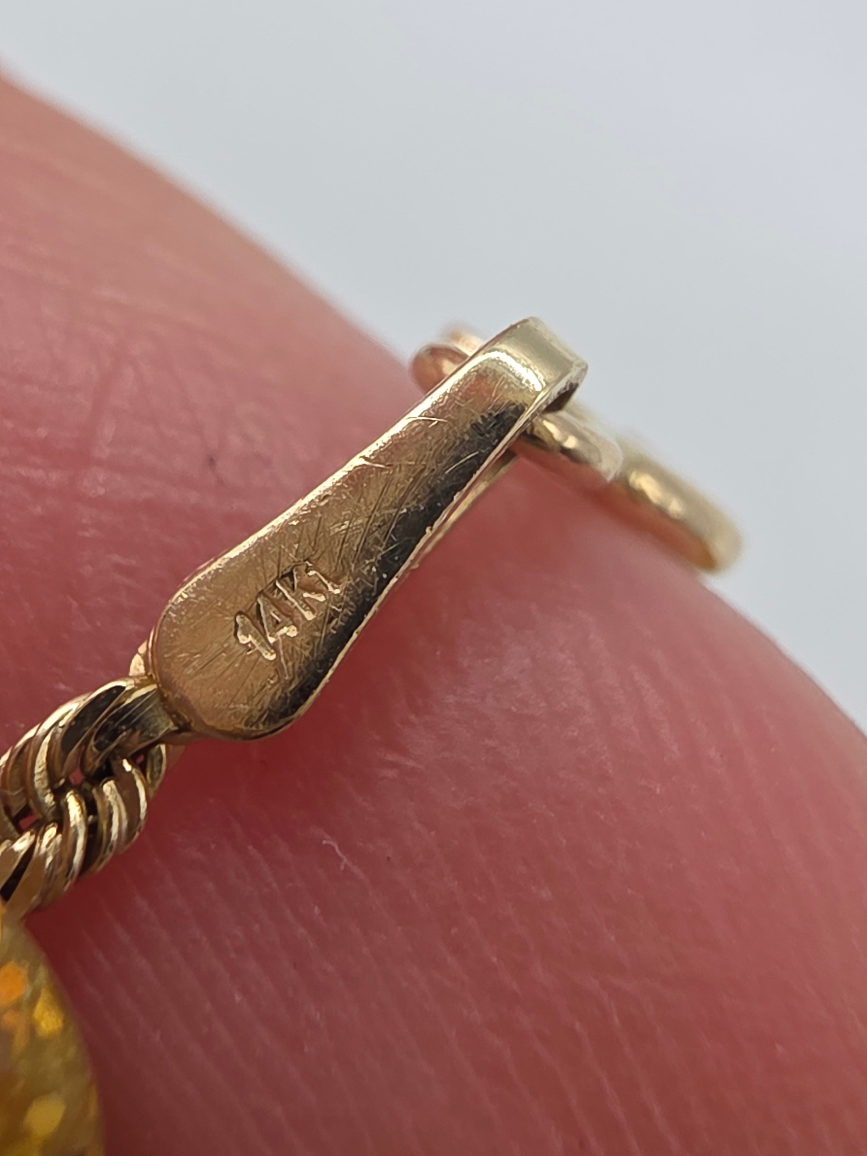 Vintage OroAmerica Solid 14K Yellow Gold 1.7mm Rope Chain Bracelet 7 1/8 Inch