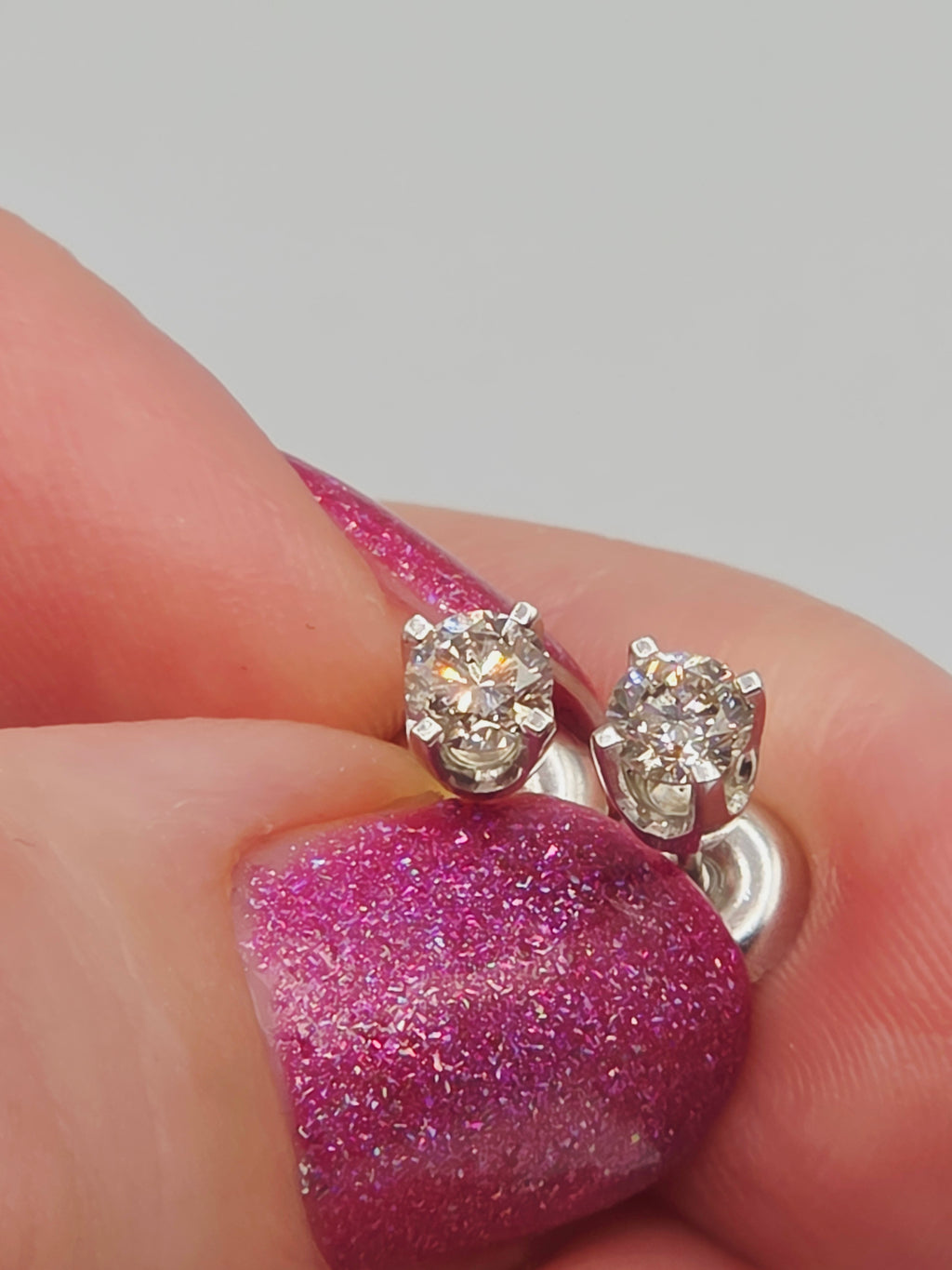 Solid 14K White Gold Diamond Stud Earrings with Screwbacks