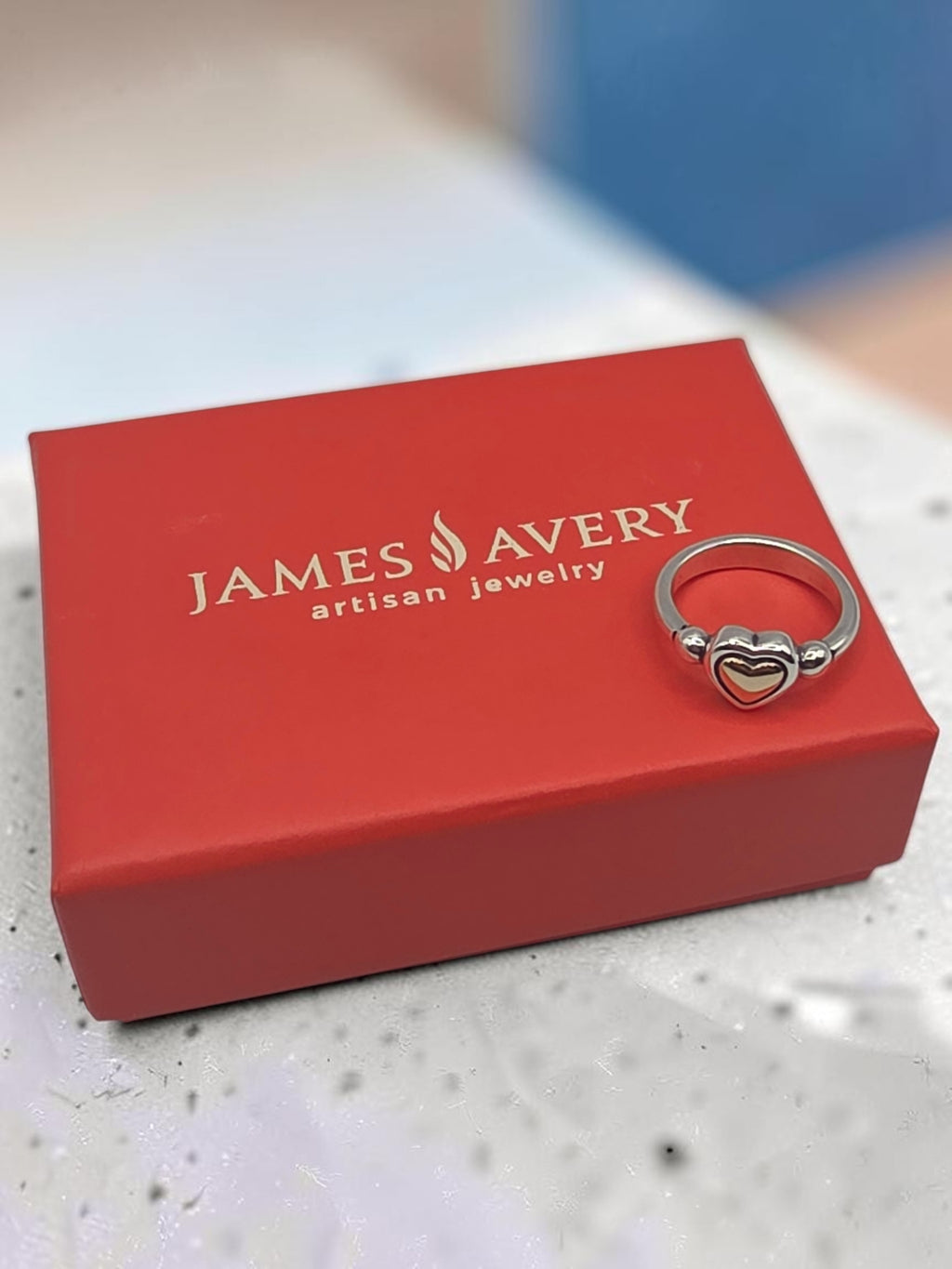 RETIRED James Avery True Love 14K Gold Heart Sterling Silver Ring - Size 6