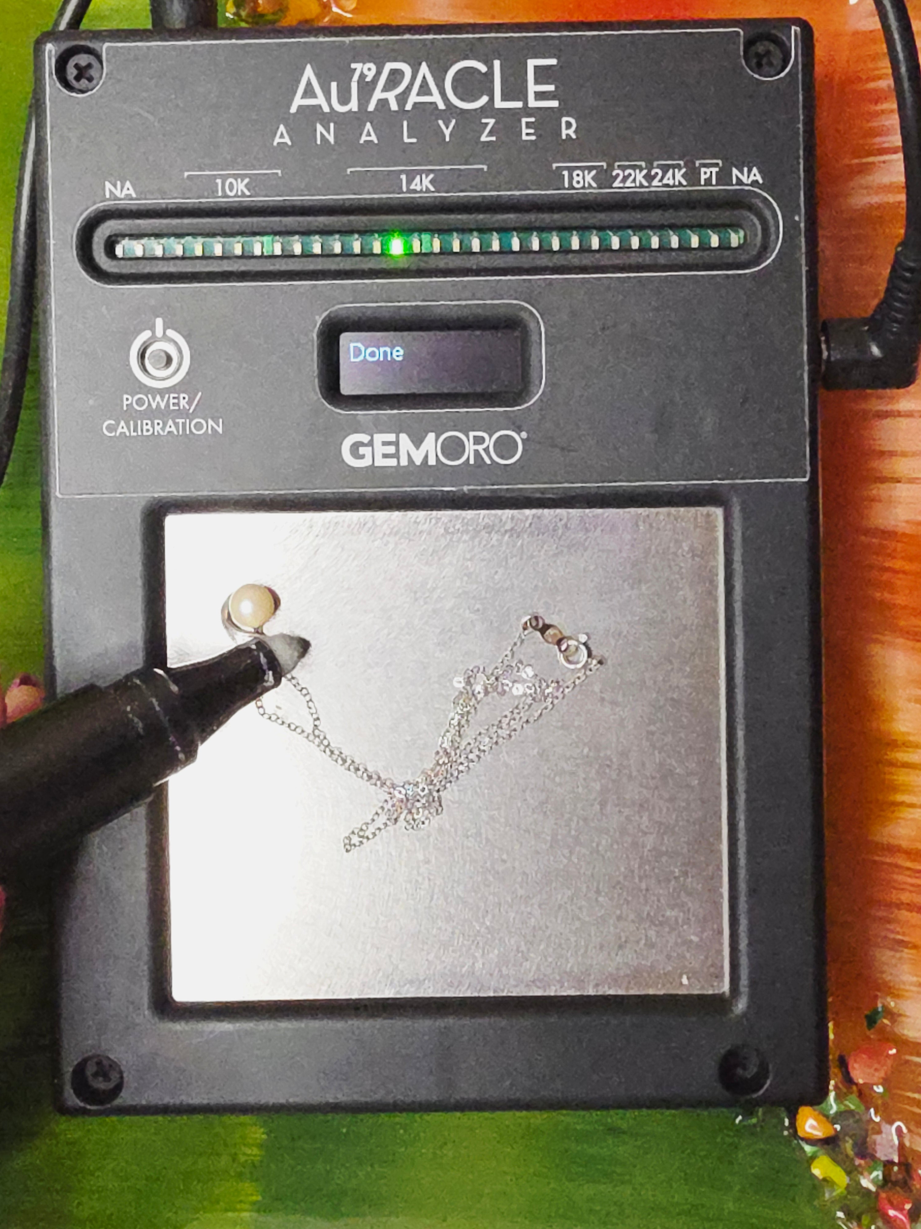 Solid 14K White Gold Necklace with Pearl and Diamond Pendant - 14.5 Inch