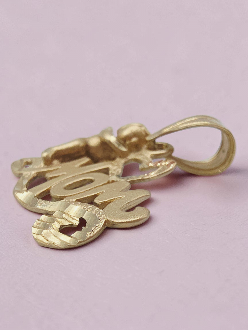 Michael Anthony Mom Heart Angel Cherub Solid 14K Yellow Gold Pendant