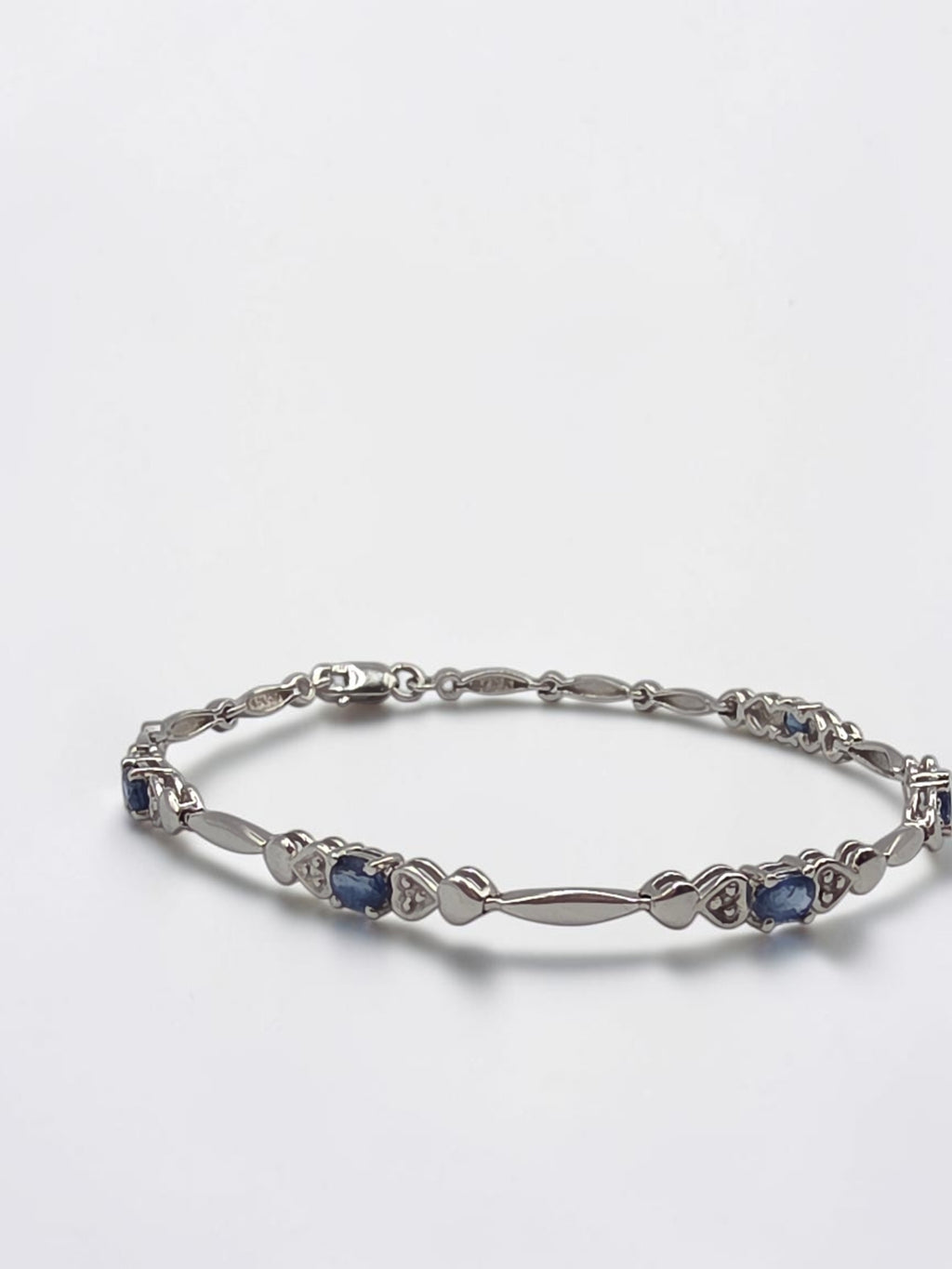 Vintage Sadye L Vassil Solid 10K Gold Blue Sapphire & Diamond Bracelet 7.25 Inch