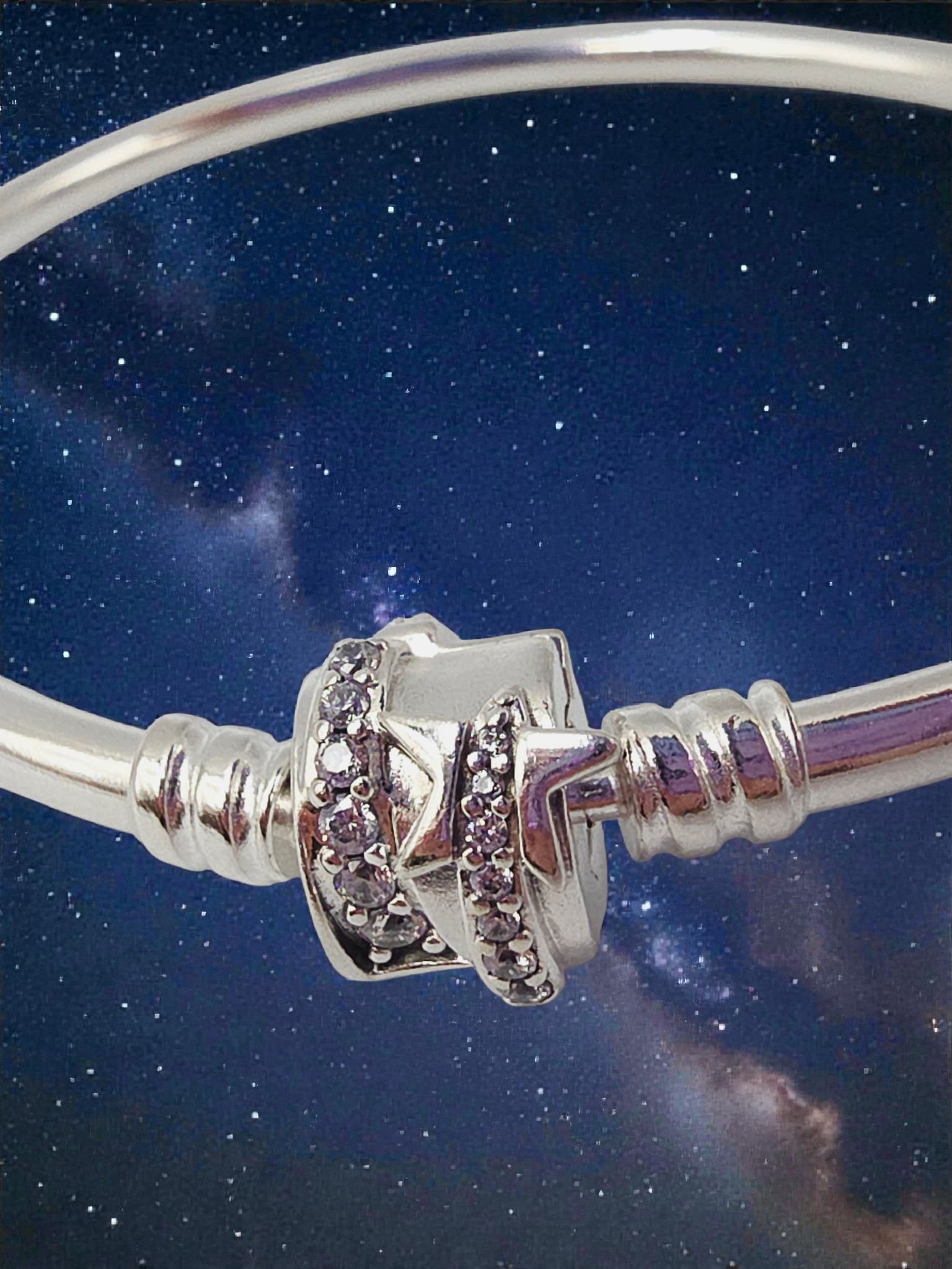Pandora Sparkling Shooting Star Charm Bangle Bracelet - 6.5 Inch