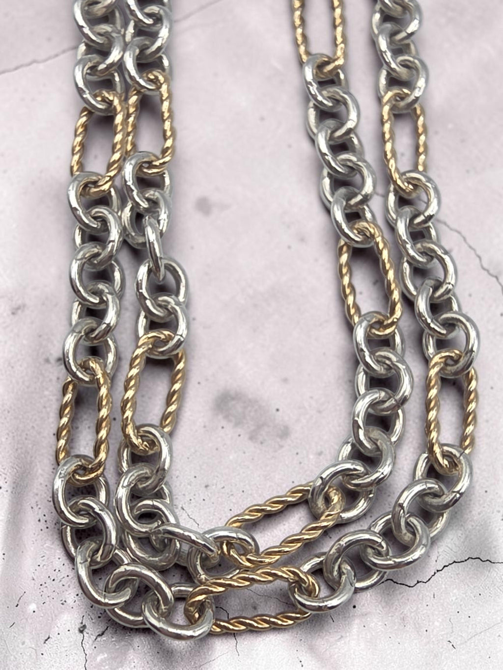 James Avery Solid 14K Gold & Sterling Silver Cable Figaro Chain Necklace 18 Inch