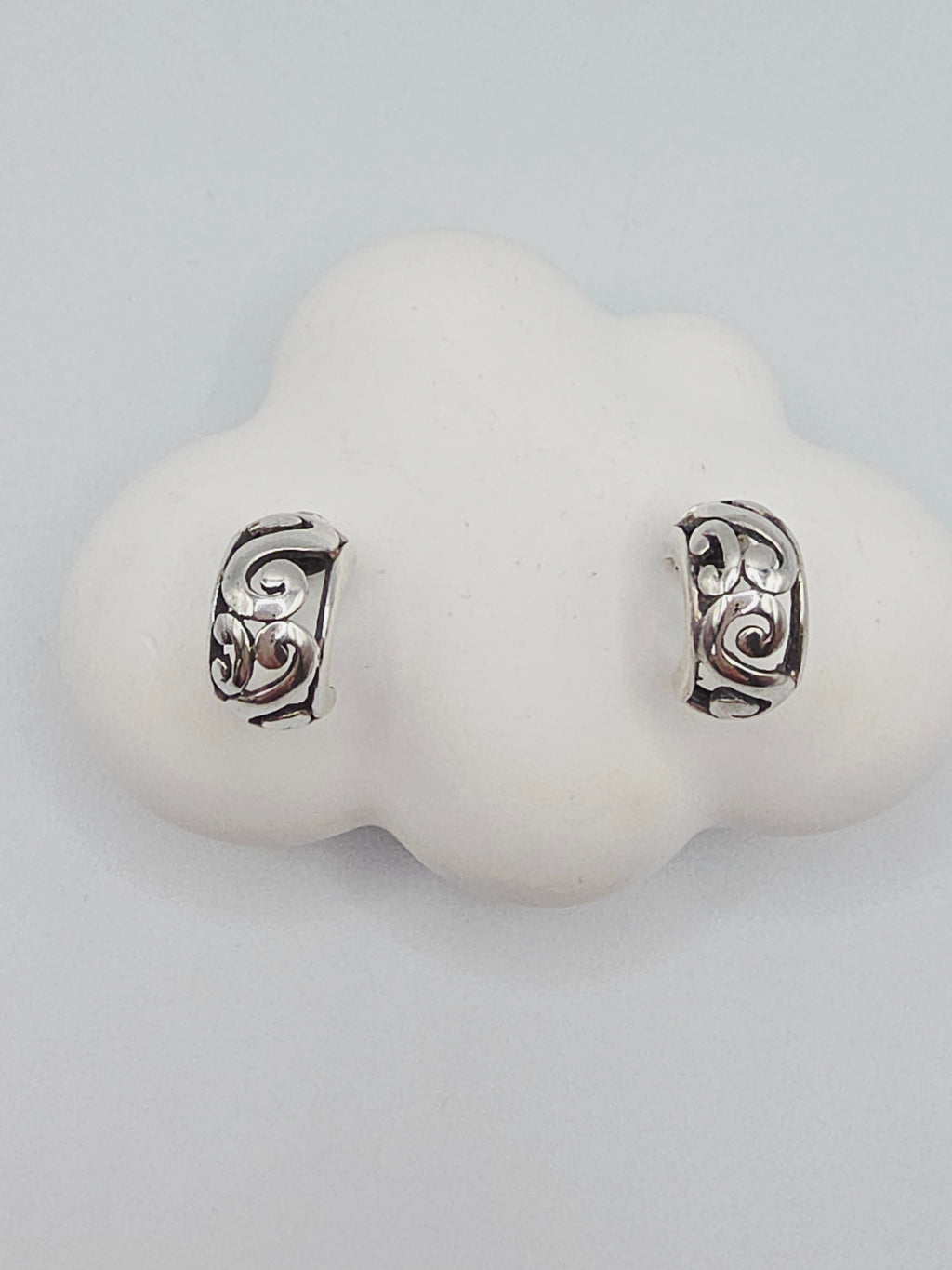 925 Sterling Silver Scroll J Hoop Earrings with Butterfly Backs