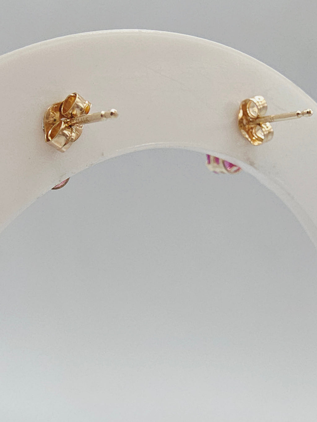 JCM Solid 10K Yellow Gold Oval Cut Natural Ruby Stud Earrings