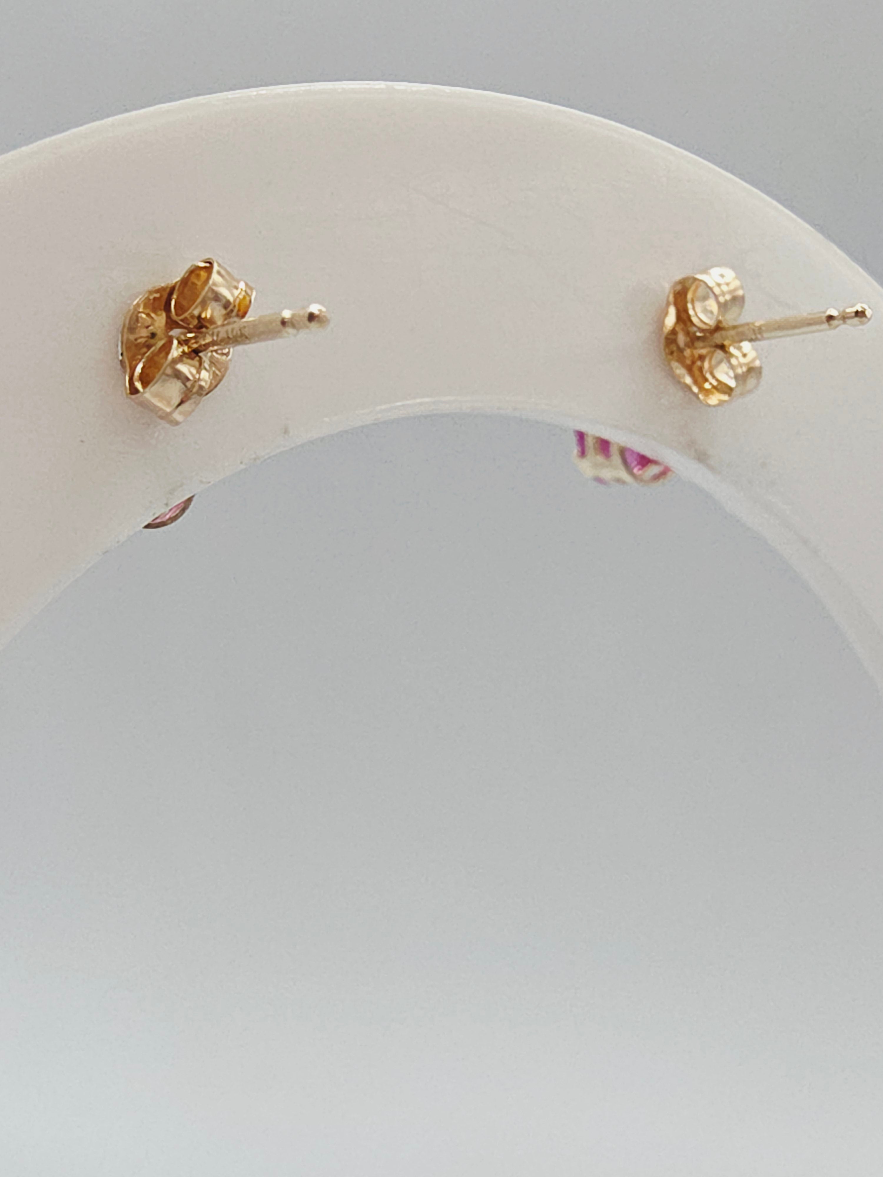 JCM Solid 10K Yellow Gold Oval Cut Natural Ruby Stud Earrings