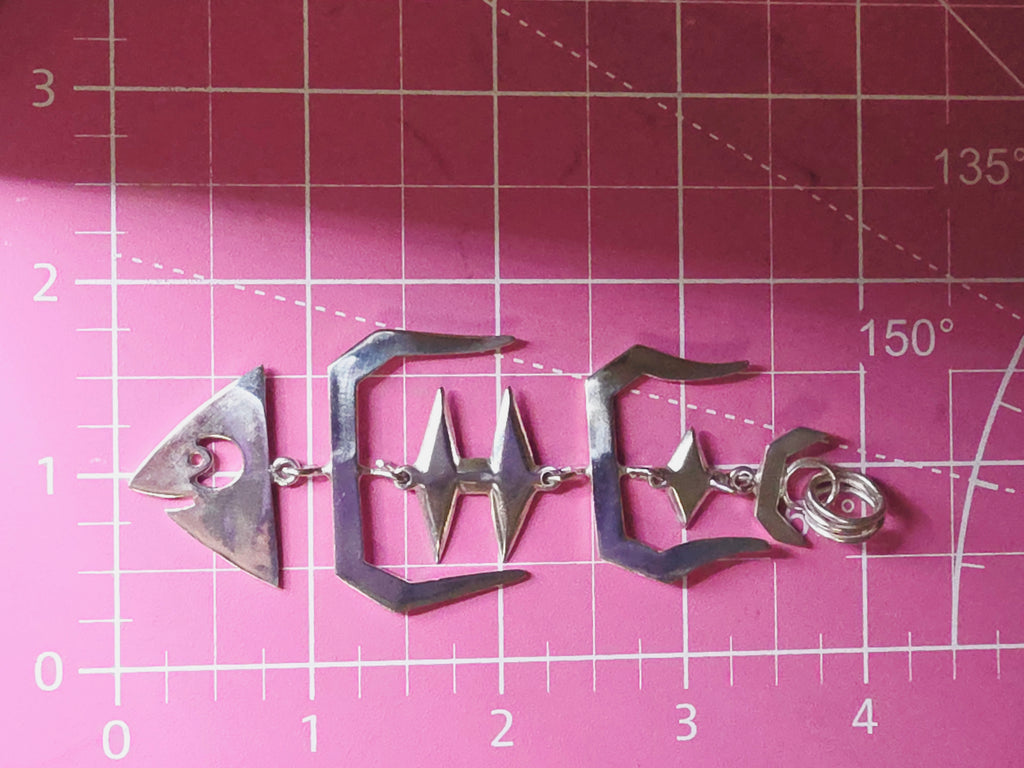 925 Sterling Silver Articulating Fish Bones Necklace Pendant - 4 Inches