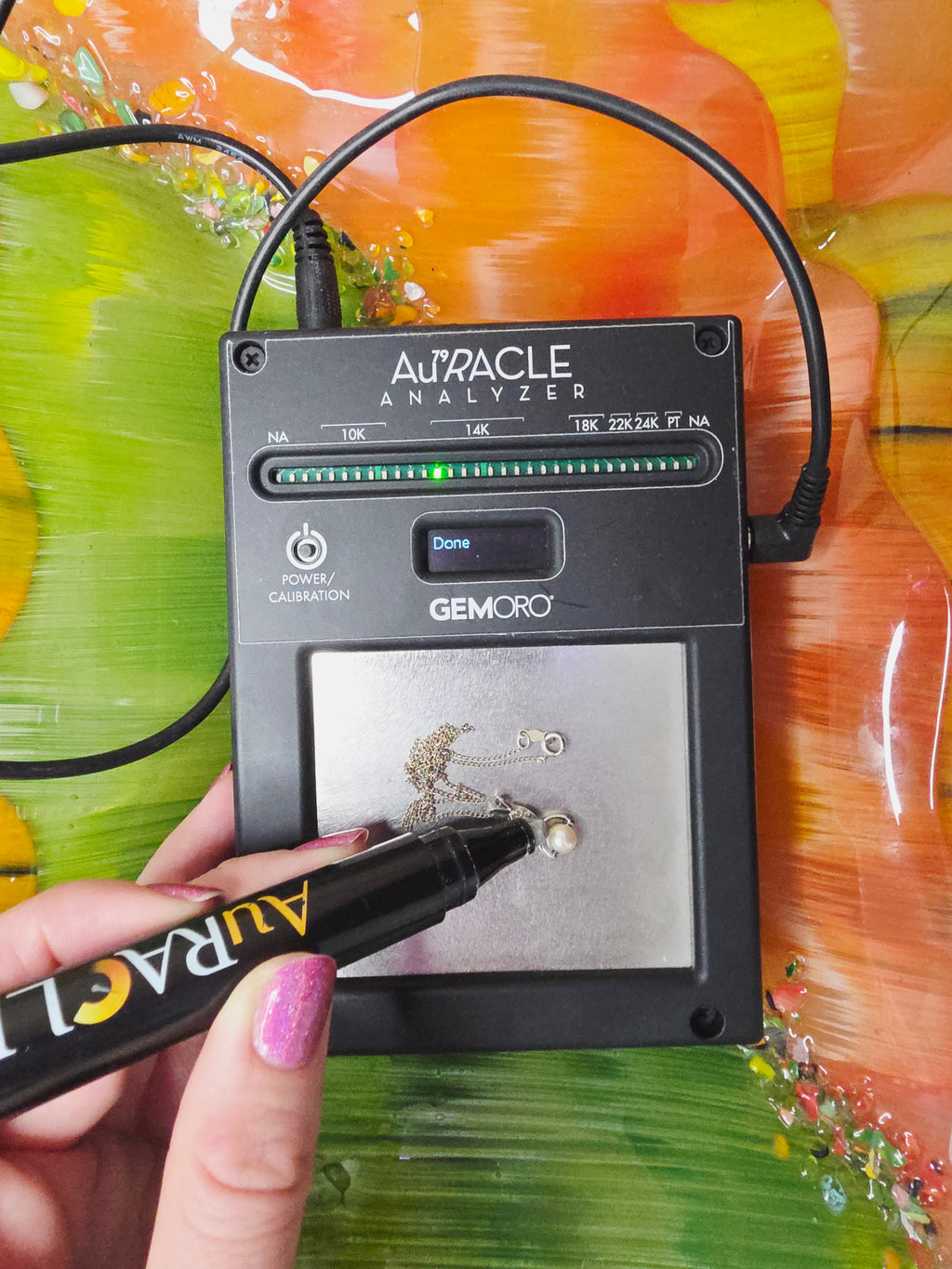 Solid 14K White Gold Necklace with Pearl & Diamond Pendant - 15 Inch