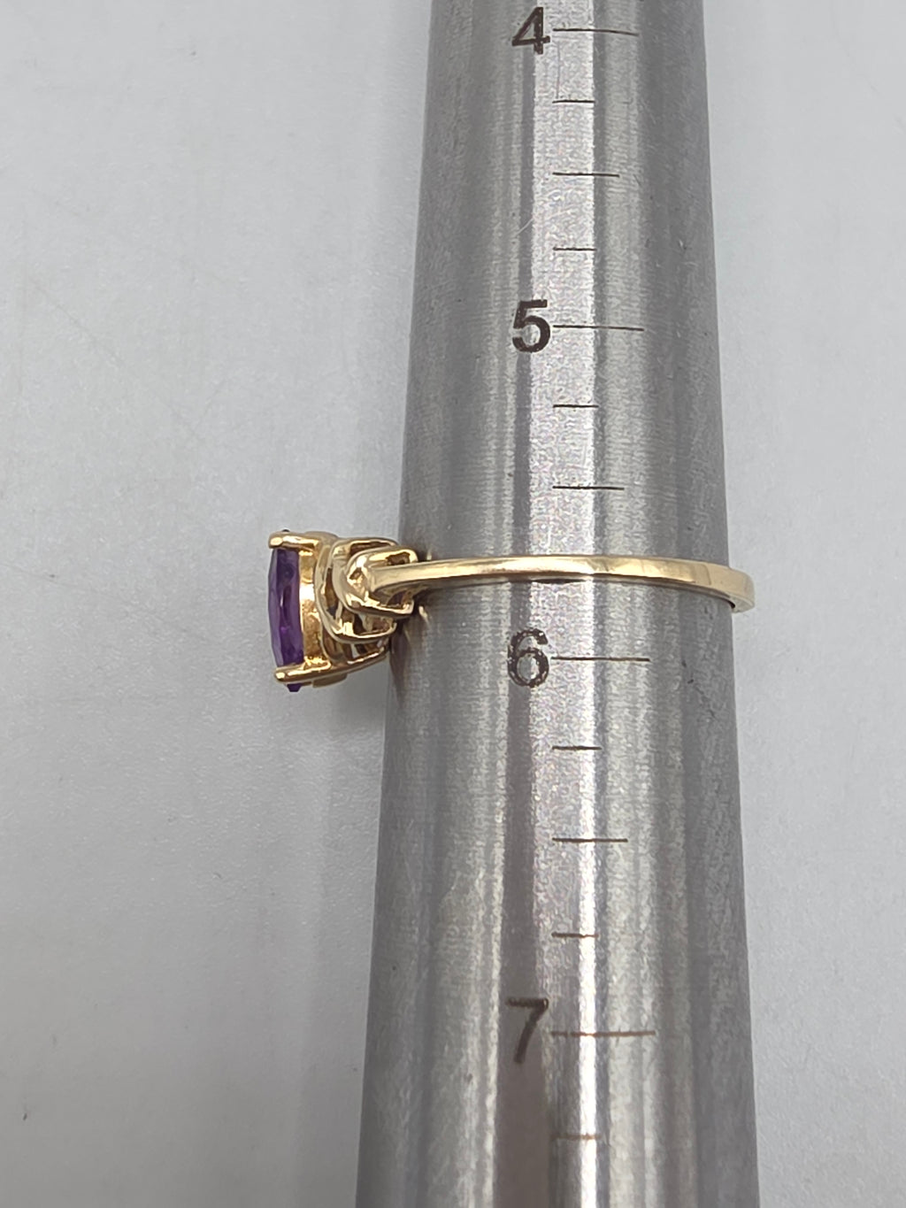 Ambras Fine Jewelry Solid 14K Yellow Gold Marquise Amethyst Ring - Size 5.75
