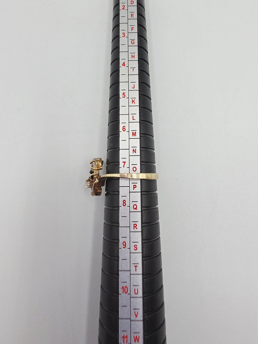 Solid 10K Yellow Gold Ring with Marquise Cut Black Onyx and Round Cut Clear Gemstones Size 7.25