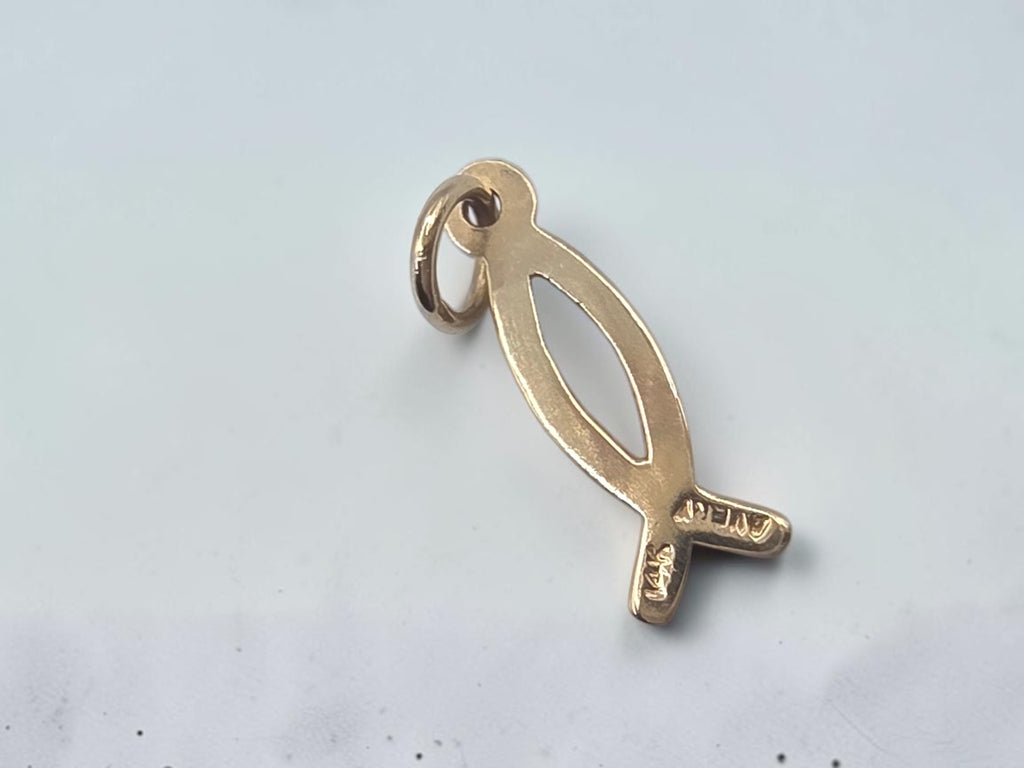 RETIRED James Avery Solid 14K Gold Ichthus Fish Charm Pendant - Uncut with Box