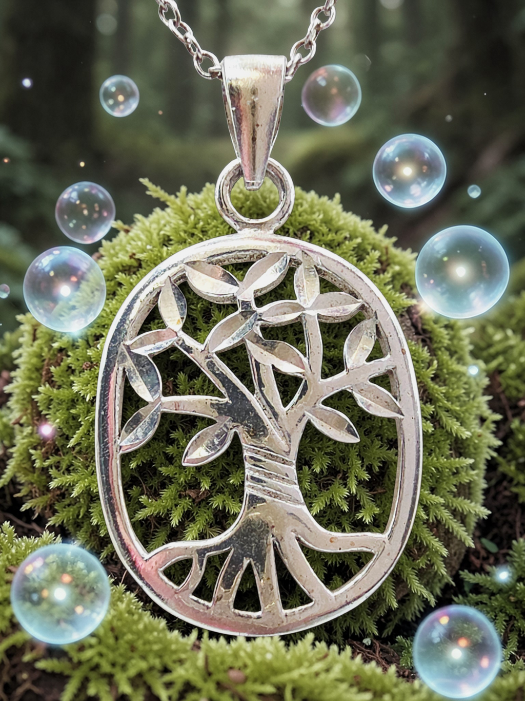Solid 925 Sterling Silver Tree of Life Pendant Necklace – 18 Inch