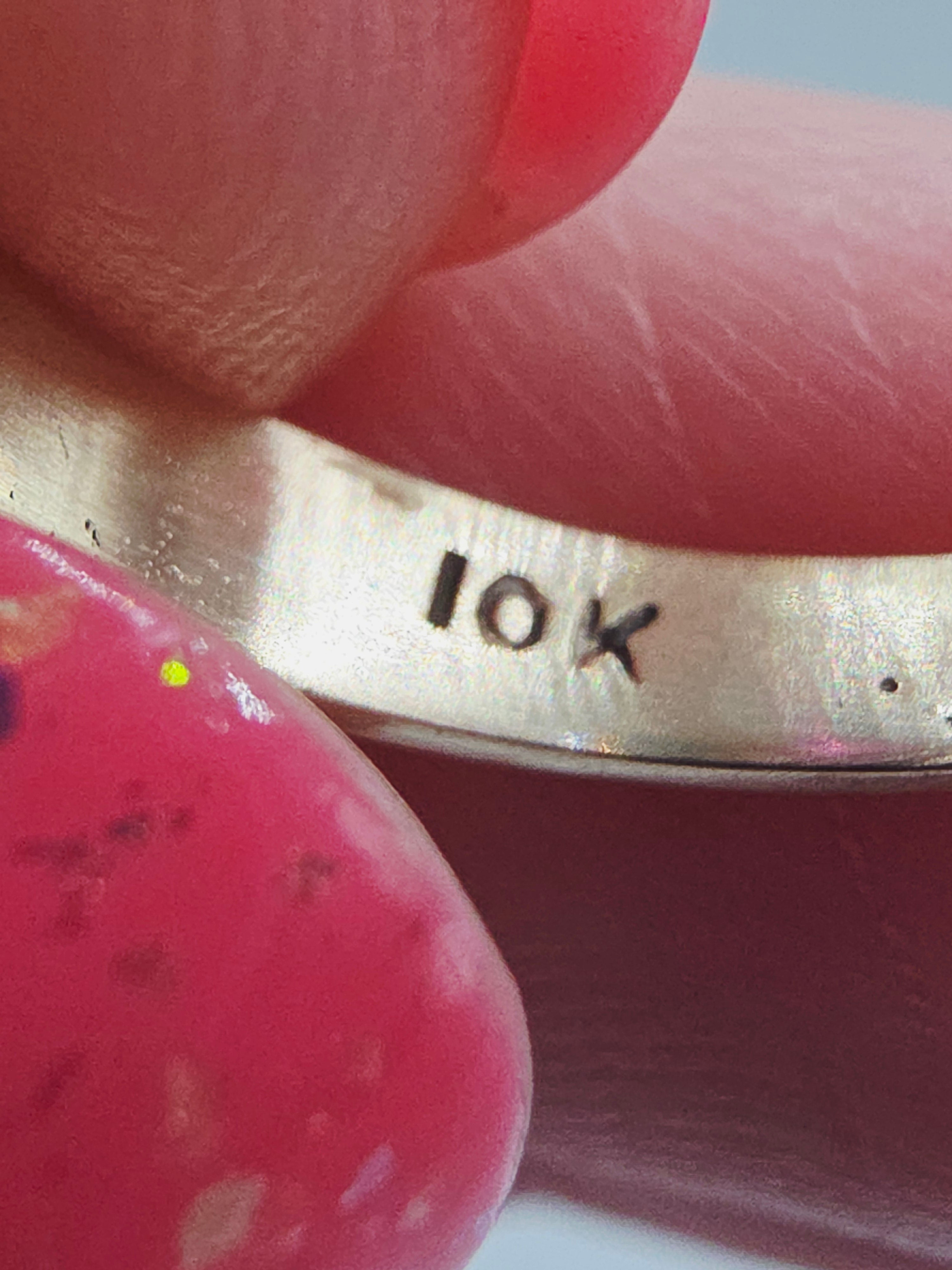 Solid 10K Yellow Gold Ring with Multiple Gemstones – Size 6.75