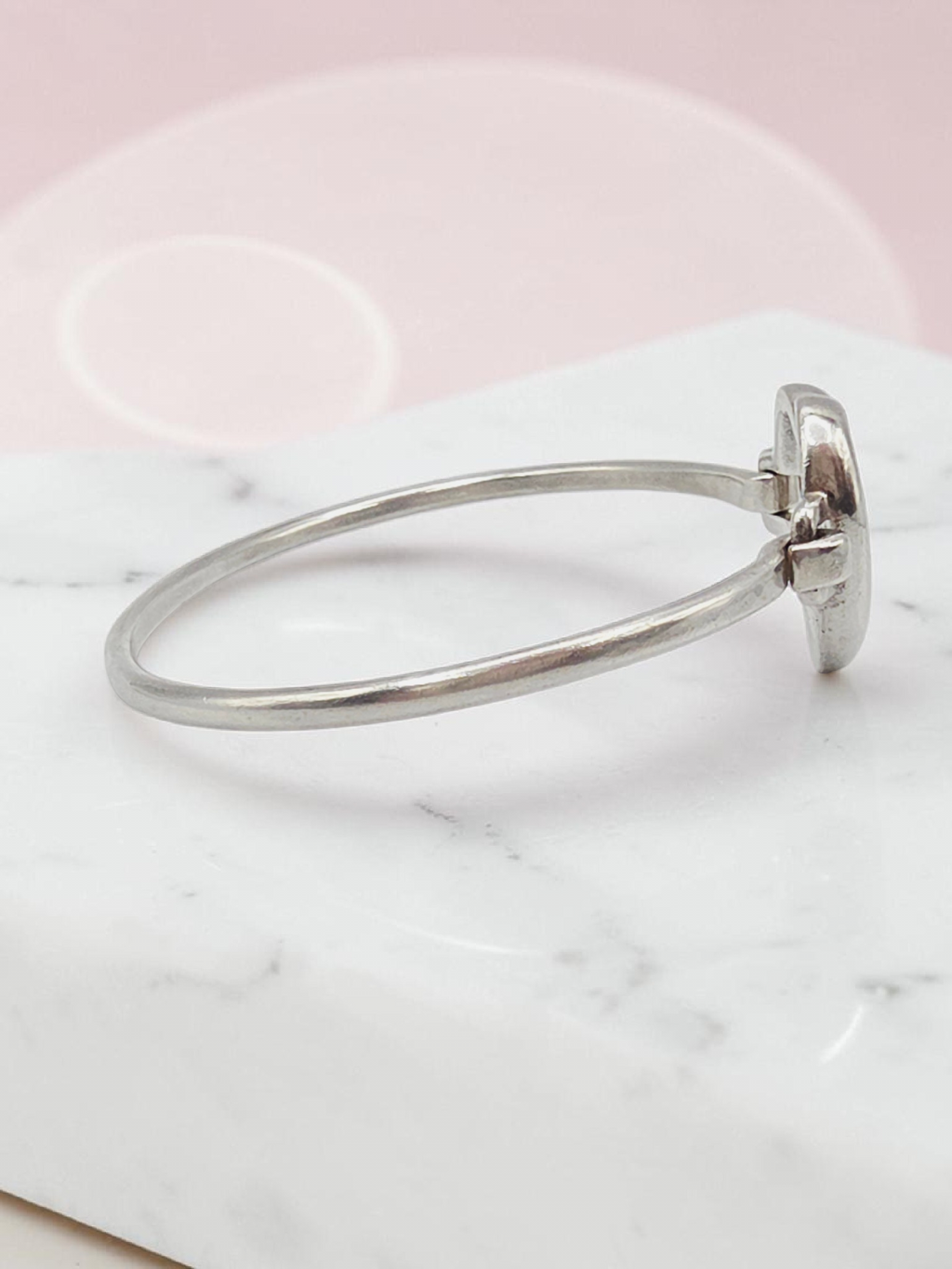 RETIRED James Avery Sterling Silver Heart Cross Hook Bracelet - 6.5 Inch