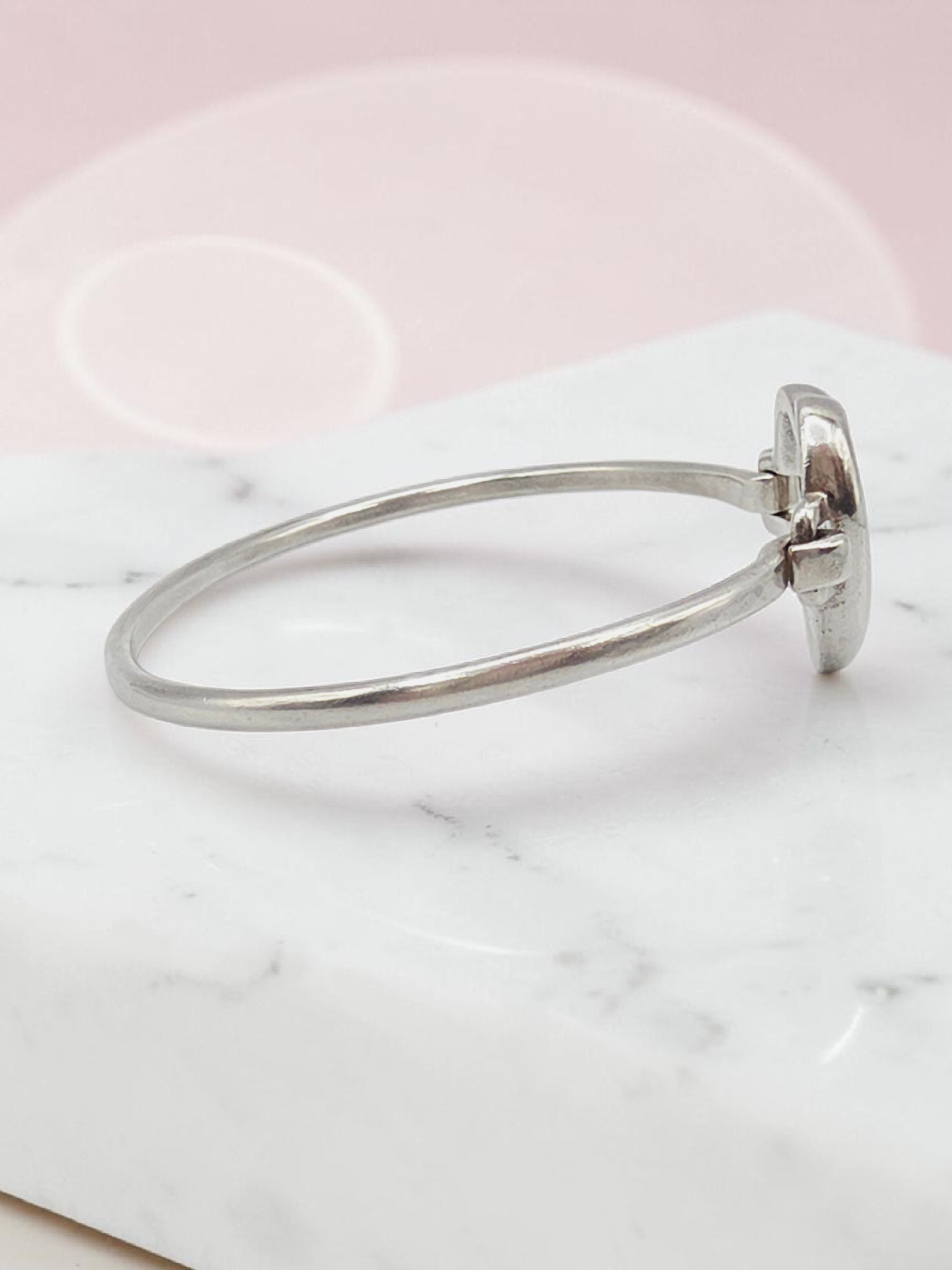 RETIRED James Avery Sterling Silver Heart Cross Hook Bracelet - 6.5 Inch