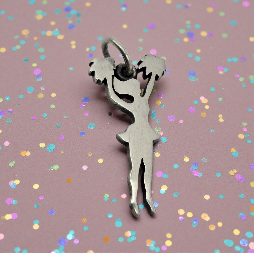 Retired James Avery Pom Pom Cheerleader 925 Sterling Silver Charm Pendant