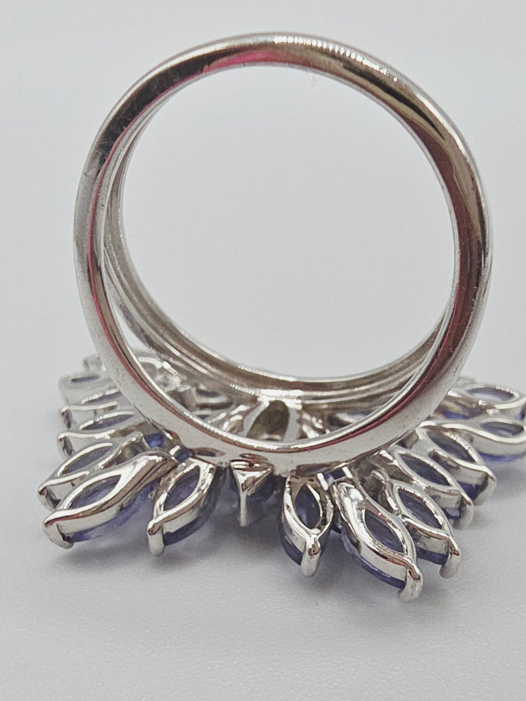Sterling Silver Butterfly Ring with Iolite Wings and White Topaz Body - Size 5