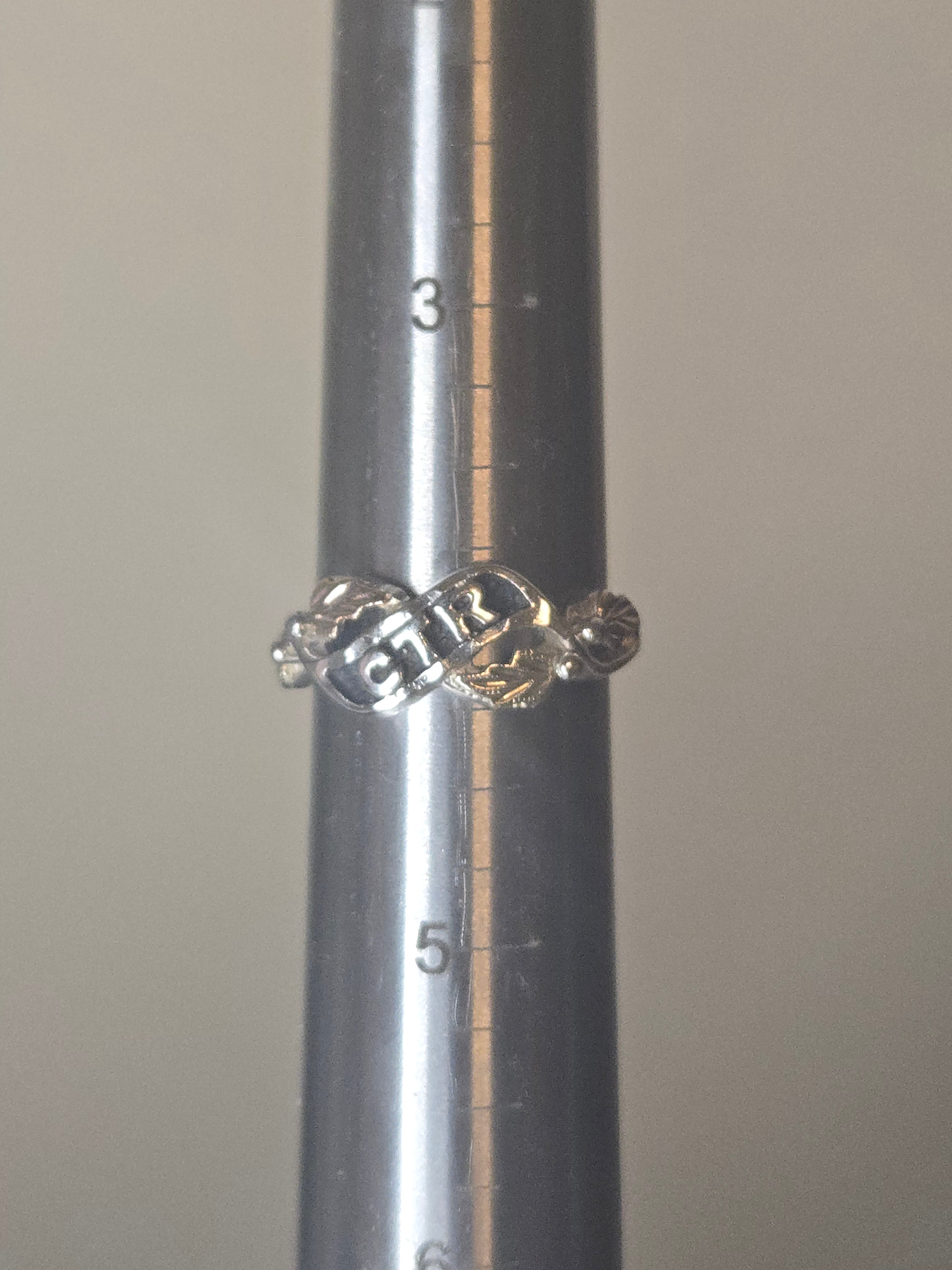 Black Hills Gold RGC 925 Sterling Silver CTR Ring 12K Leaf Accents Size 4