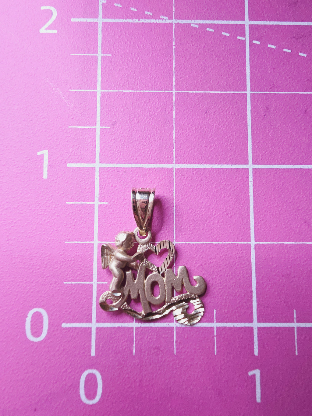 Michael Anthony Mom Heart Angel Cherub Solid 14K Yellow Gold Pendant