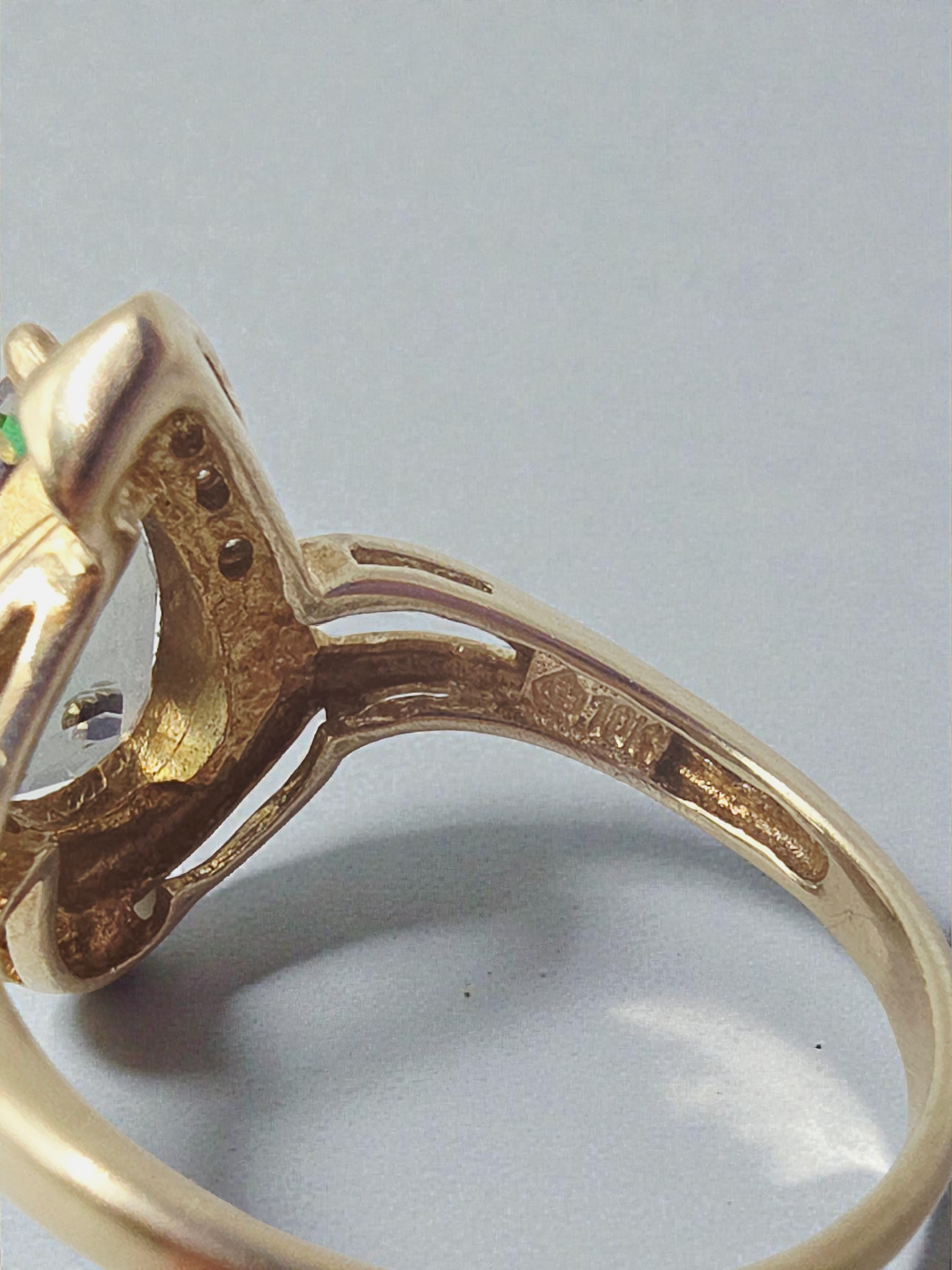 Solid 10K Yellow Gold Ring with Pear Cut Mystic Topaz and Diamond Accents Size 9