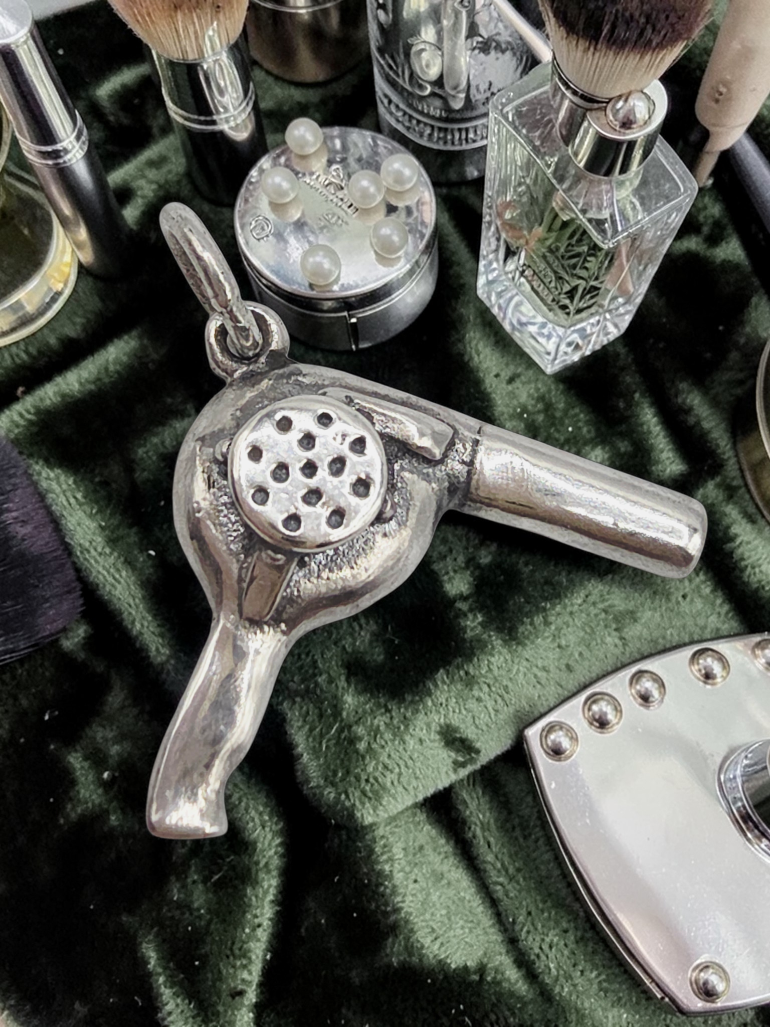 RETIRED James Avery Hair Blow Dryer 925 Sterling Silver Charm Pendant