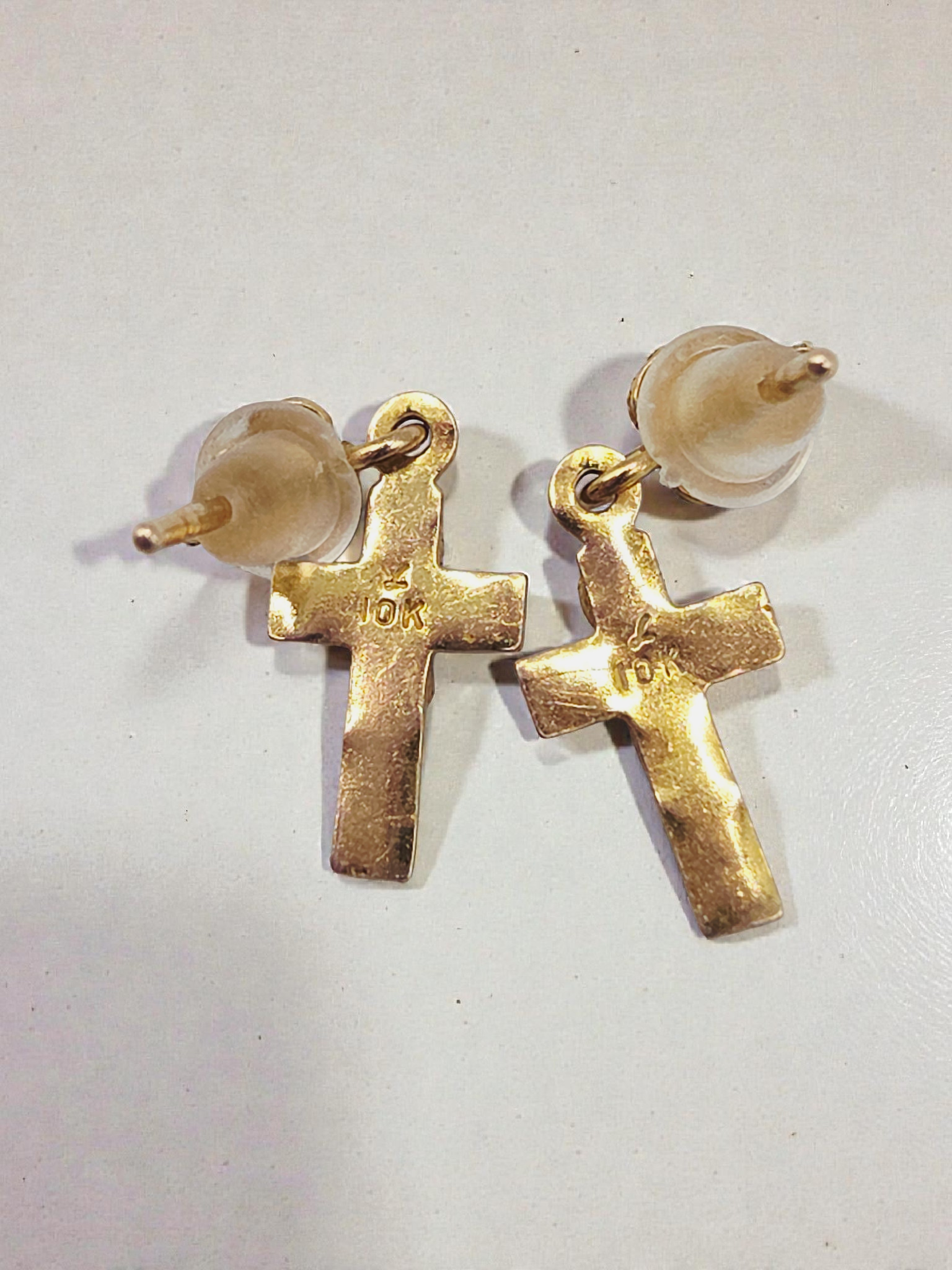 Black Hills Solid 10K Tri-Color Gold Floral Earrings - Rubber Backs