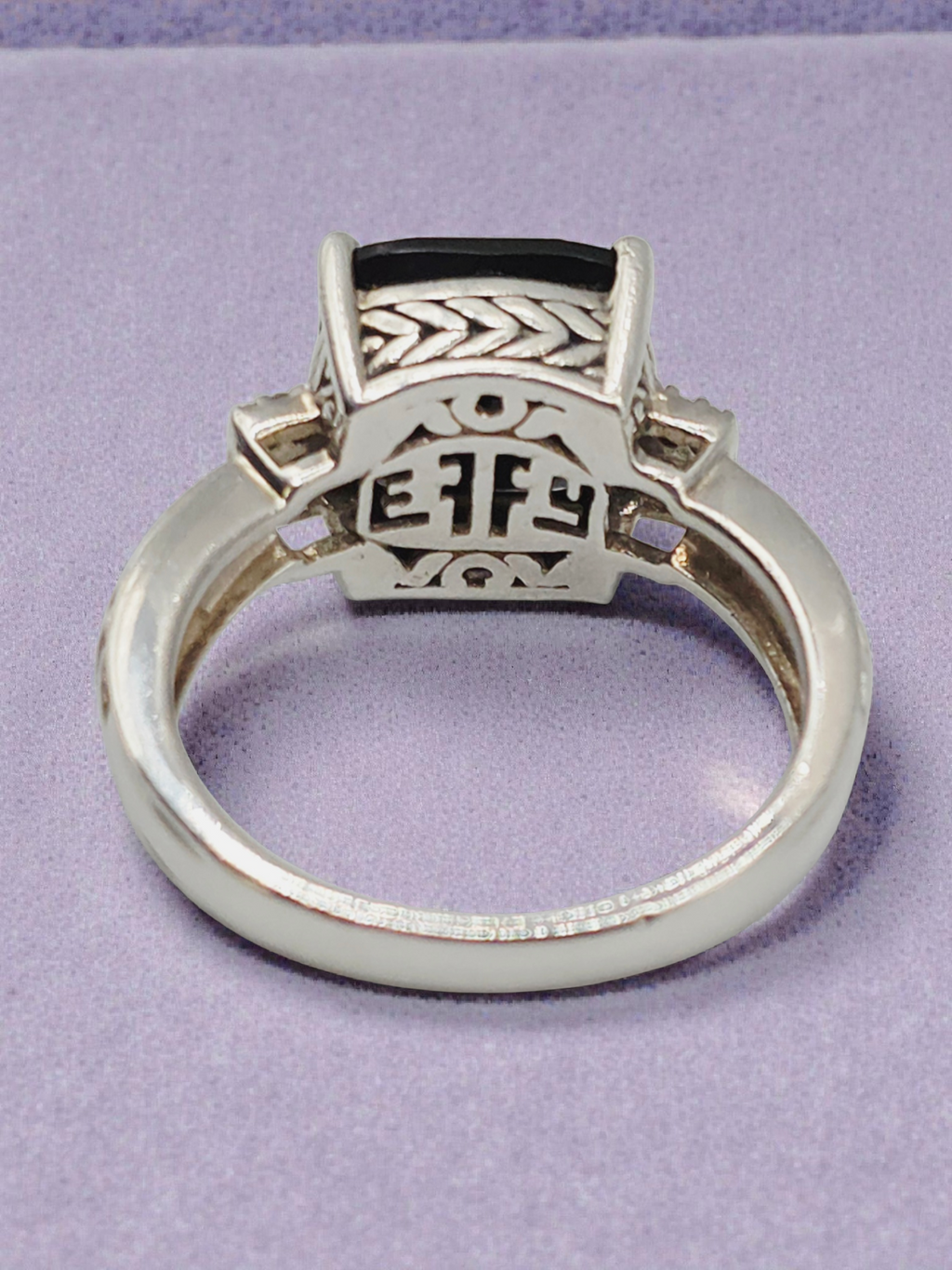 EFFY 925 Sterling Silver Ring with Black Onyx & Diamonds – Size 7