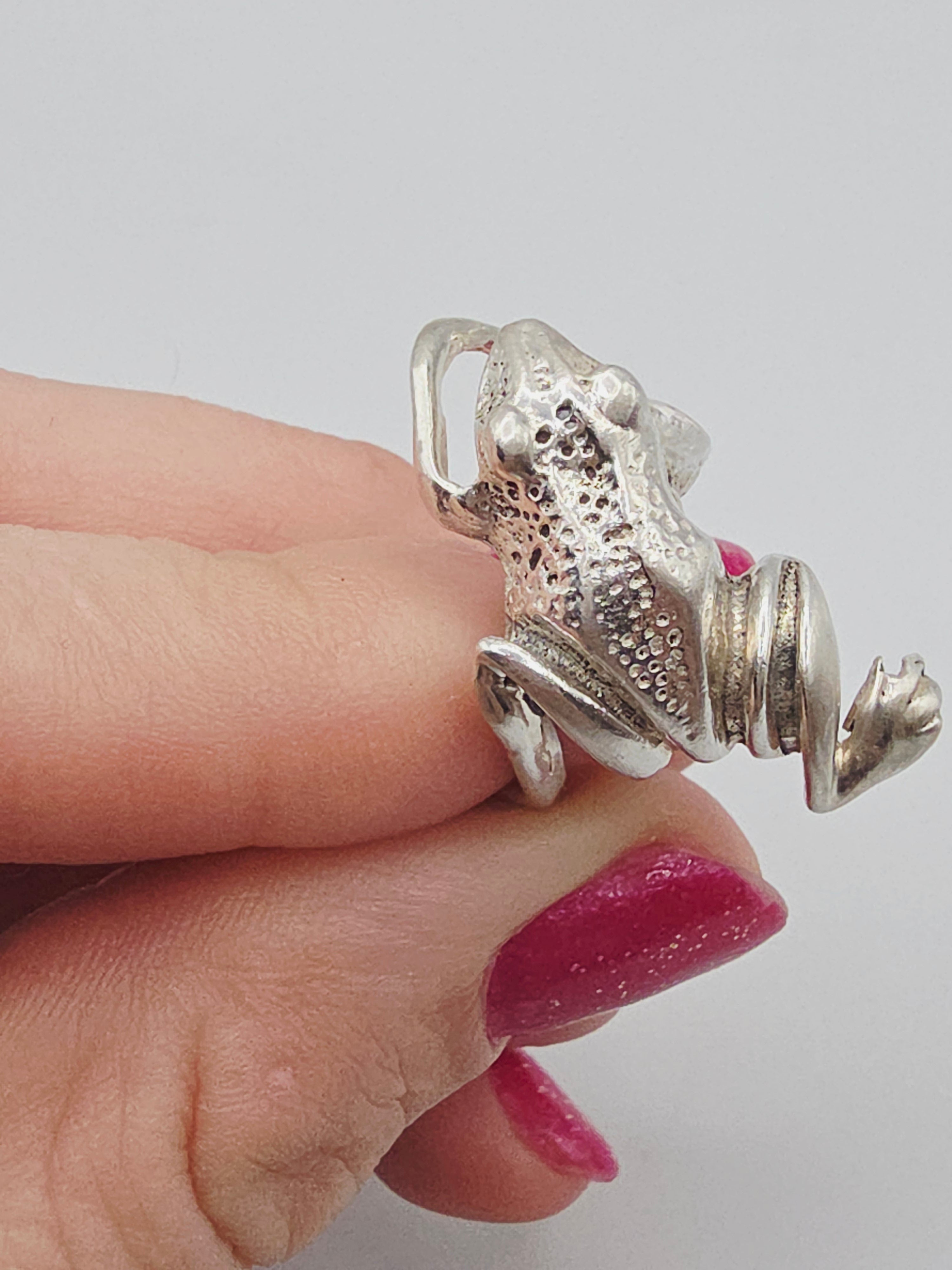 925 Sterling Silver Frog Wrap Ring 3D Figural Amphibian – Size 7