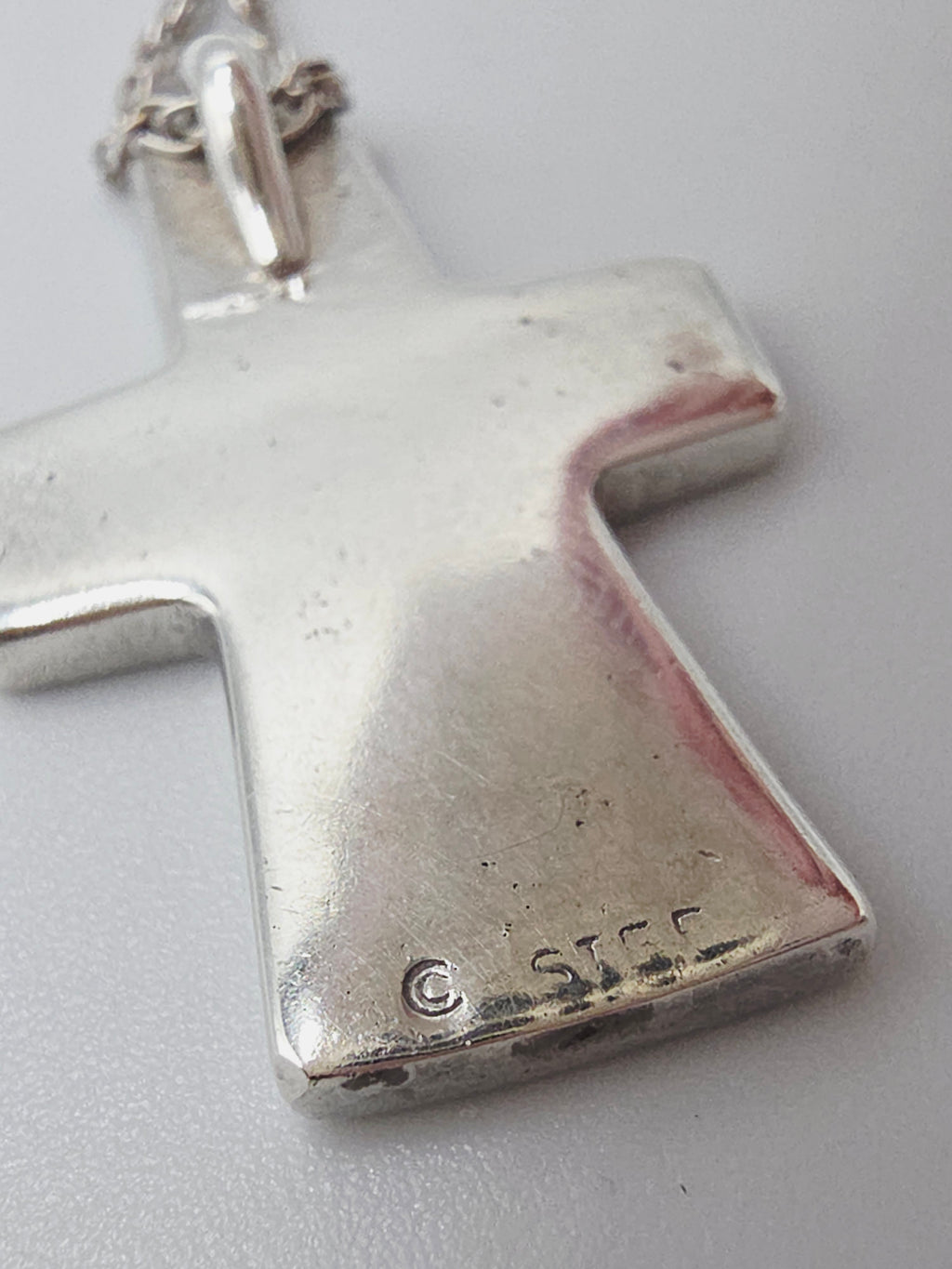 925 Sterling Silver Cross with Blue Inlay Pendant Necklace – 19 Inch