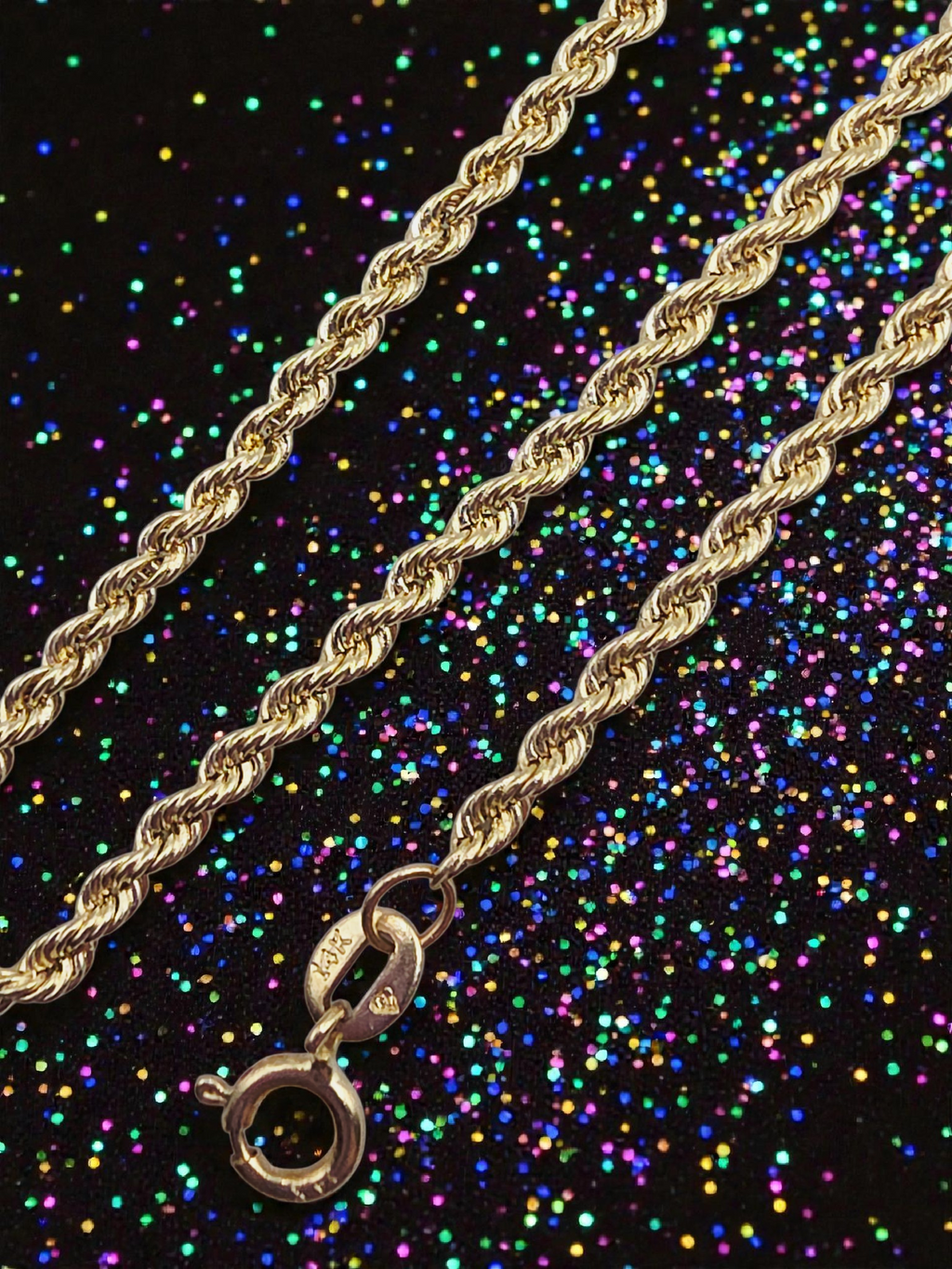 Solid 14K Yellow Gold 1.8mm Rope Chain Bracelet – 7 1/3 Inch