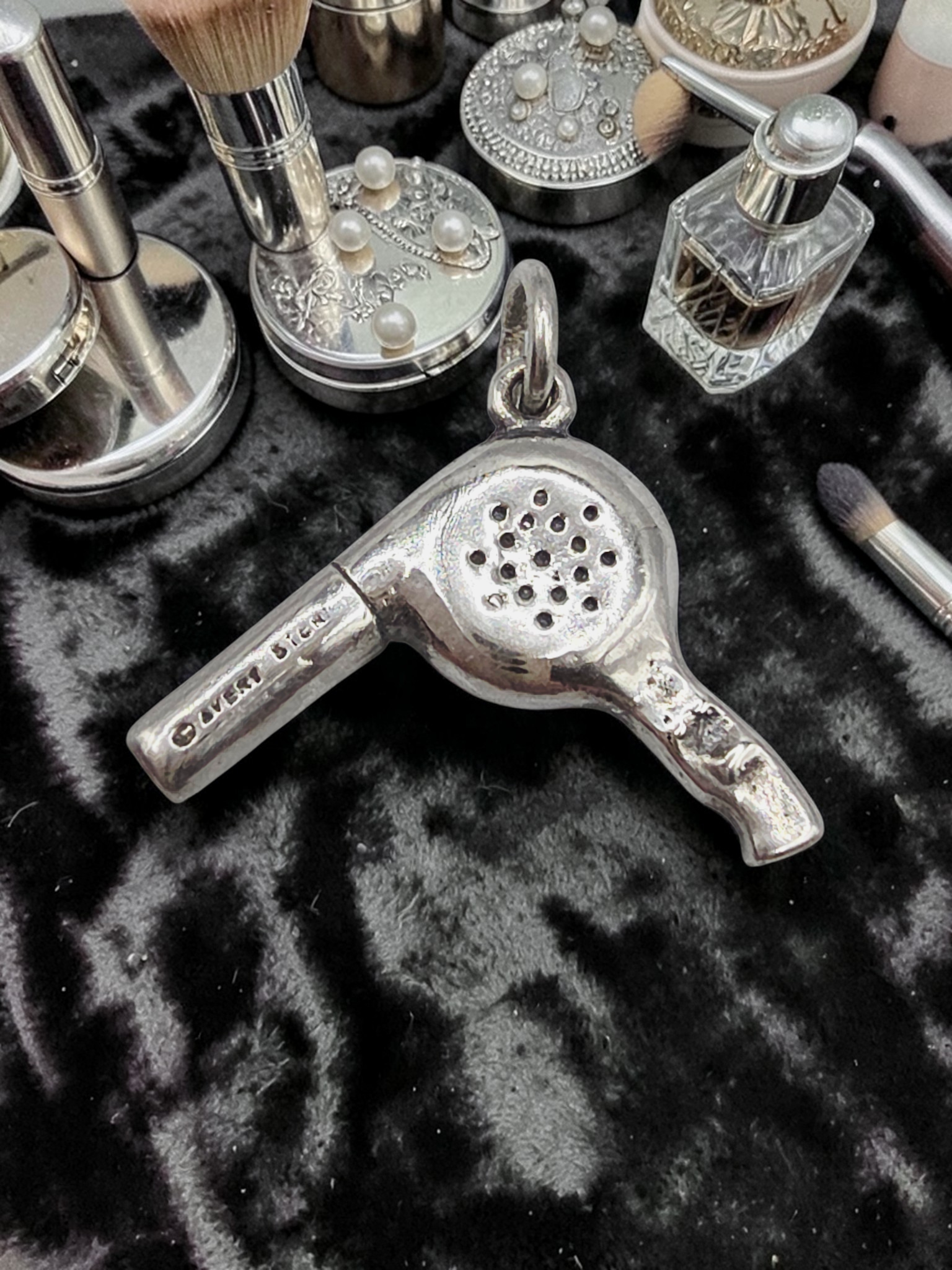 RETIRED James Avery Hair Blow Dryer 925 Sterling Silver Charm Pendant